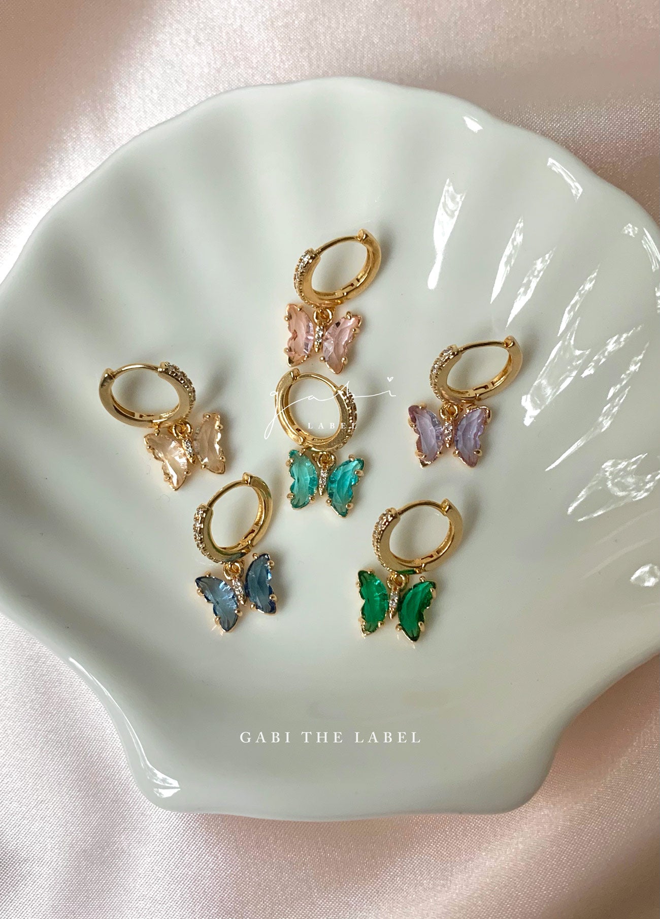 Petite Butterfly Huggies - Vert Émeraude *Plaqué Or 14K
