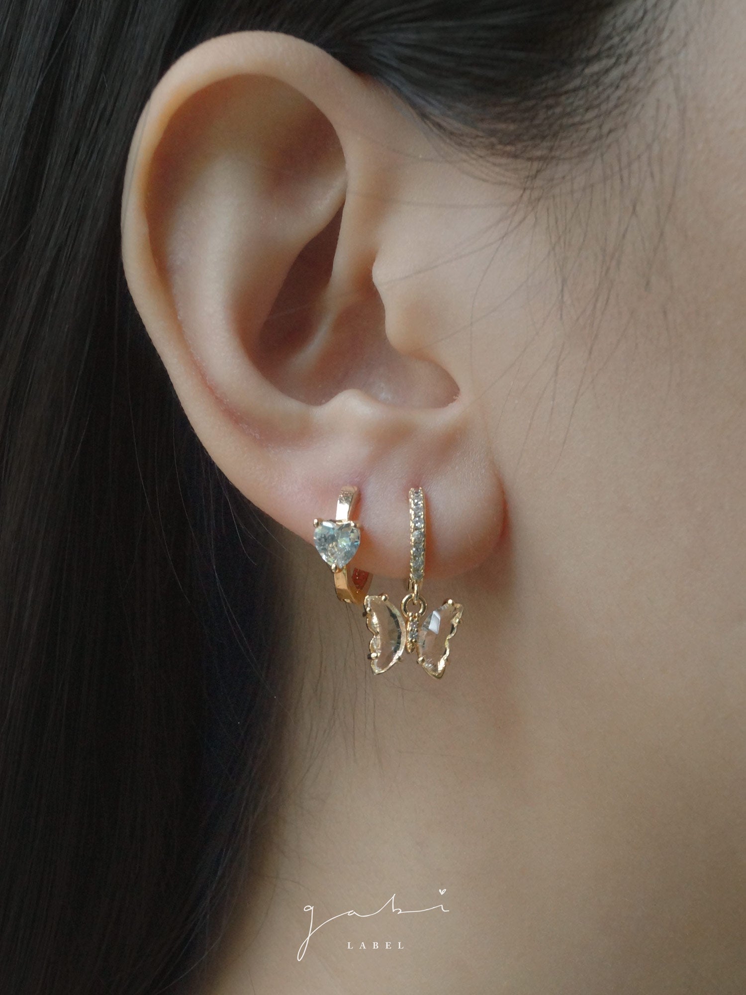 Petite Butterfly Huggies - Transparent *Plaqué or 14 carats