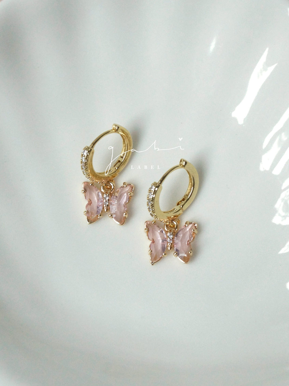 Petite Huggies Papillon - Rose *Plaqué Or 14K