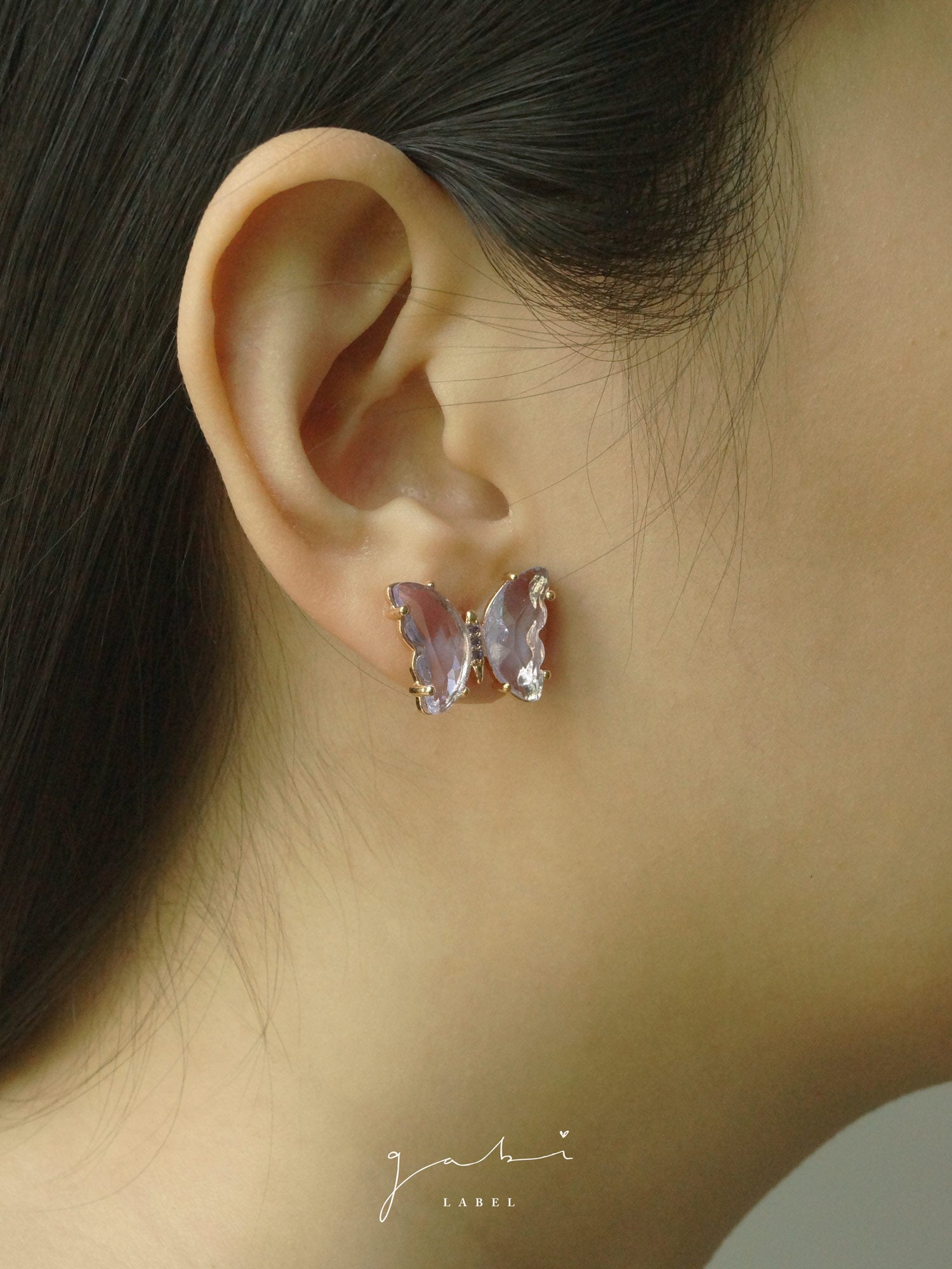 Clous d'oreilles papillon - Lilas *S925 Earposts