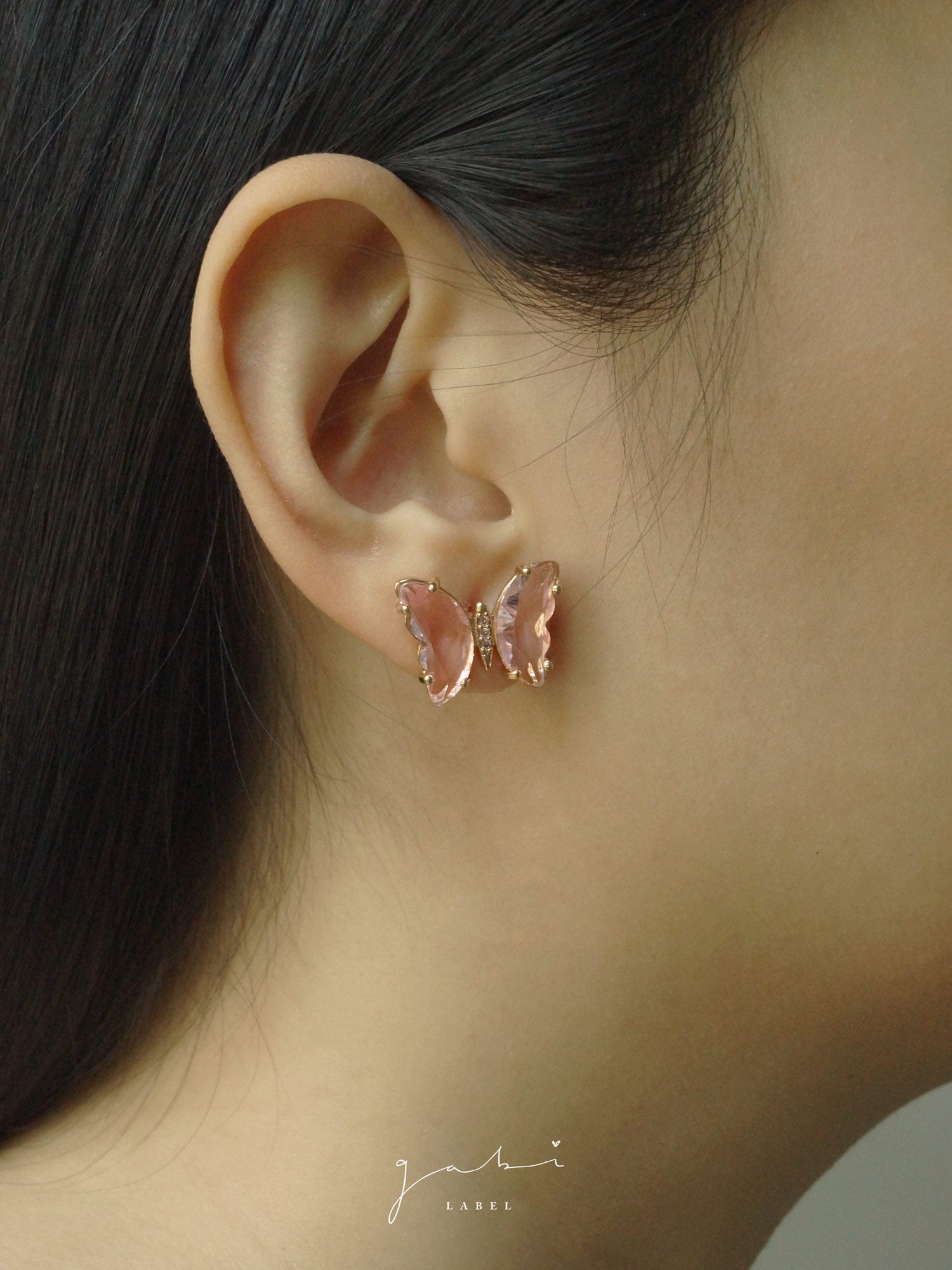 Clous d'oreilles papillon - Rose *S925 Earposts
