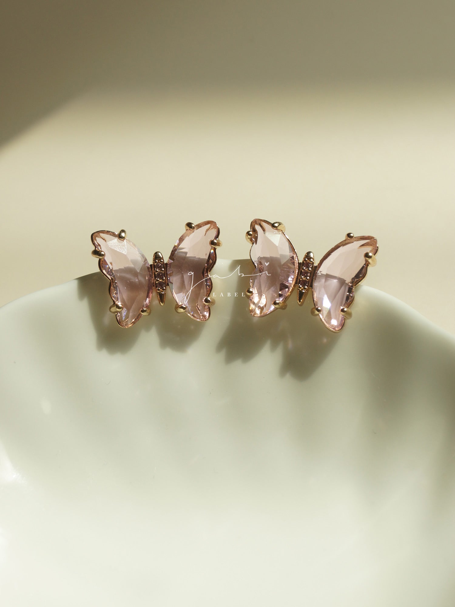 Clous d'oreilles papillon - Rose *S925 Earposts