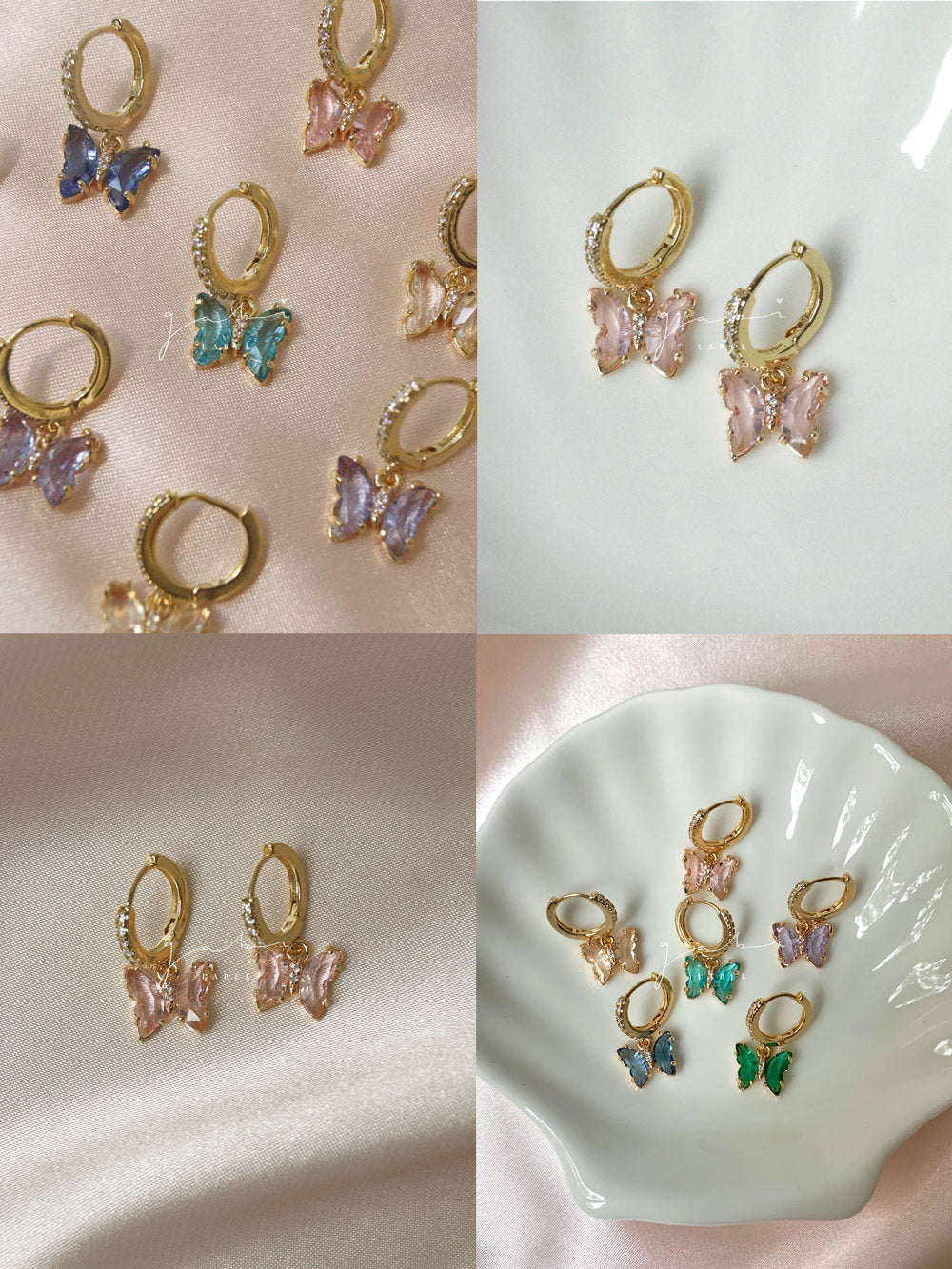 Petite Huggies Papillon - Rose *Plaqué Or 14K