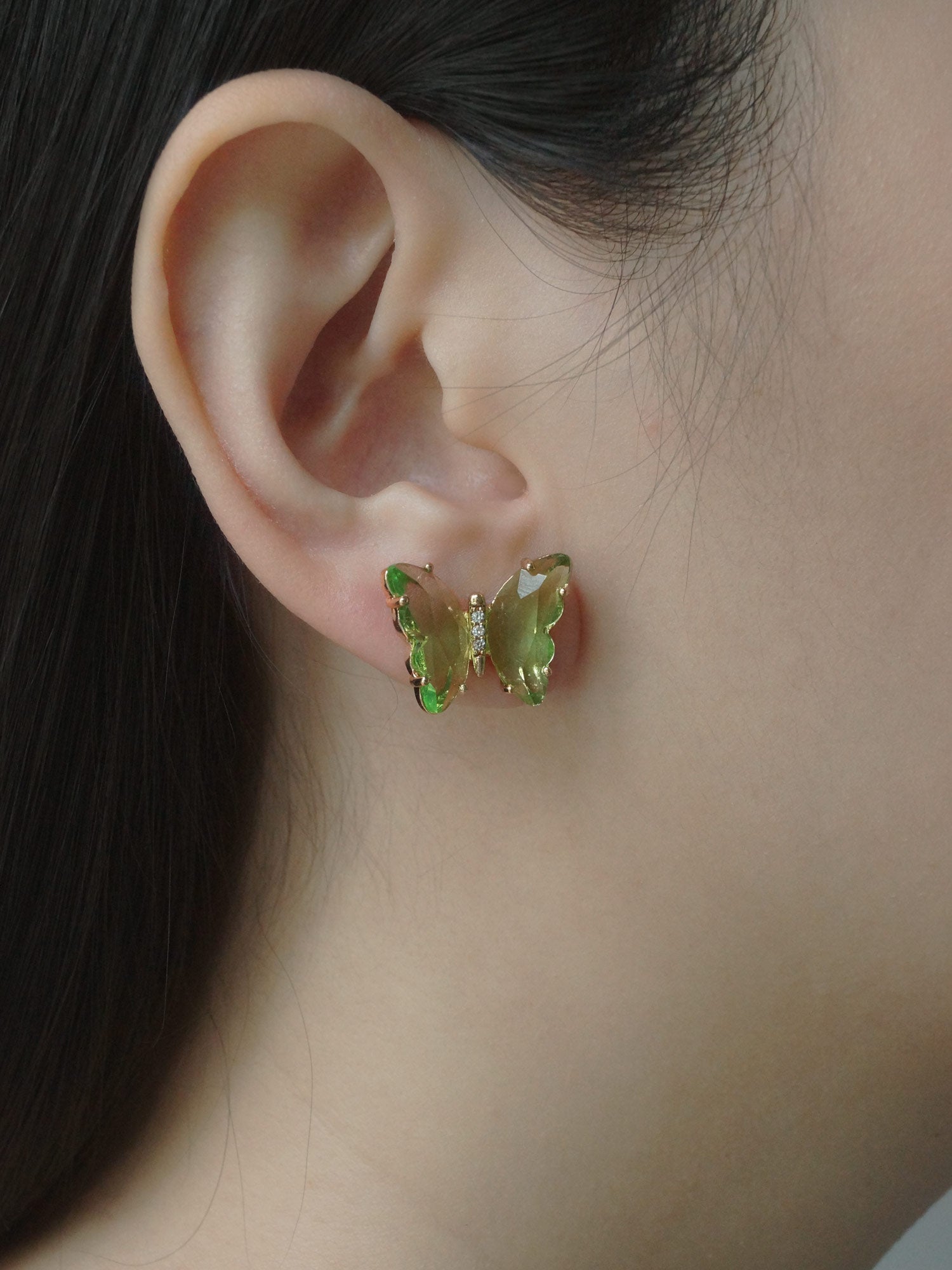 Clous d'oreilles papillon - Vert menthe *S925 Earposts