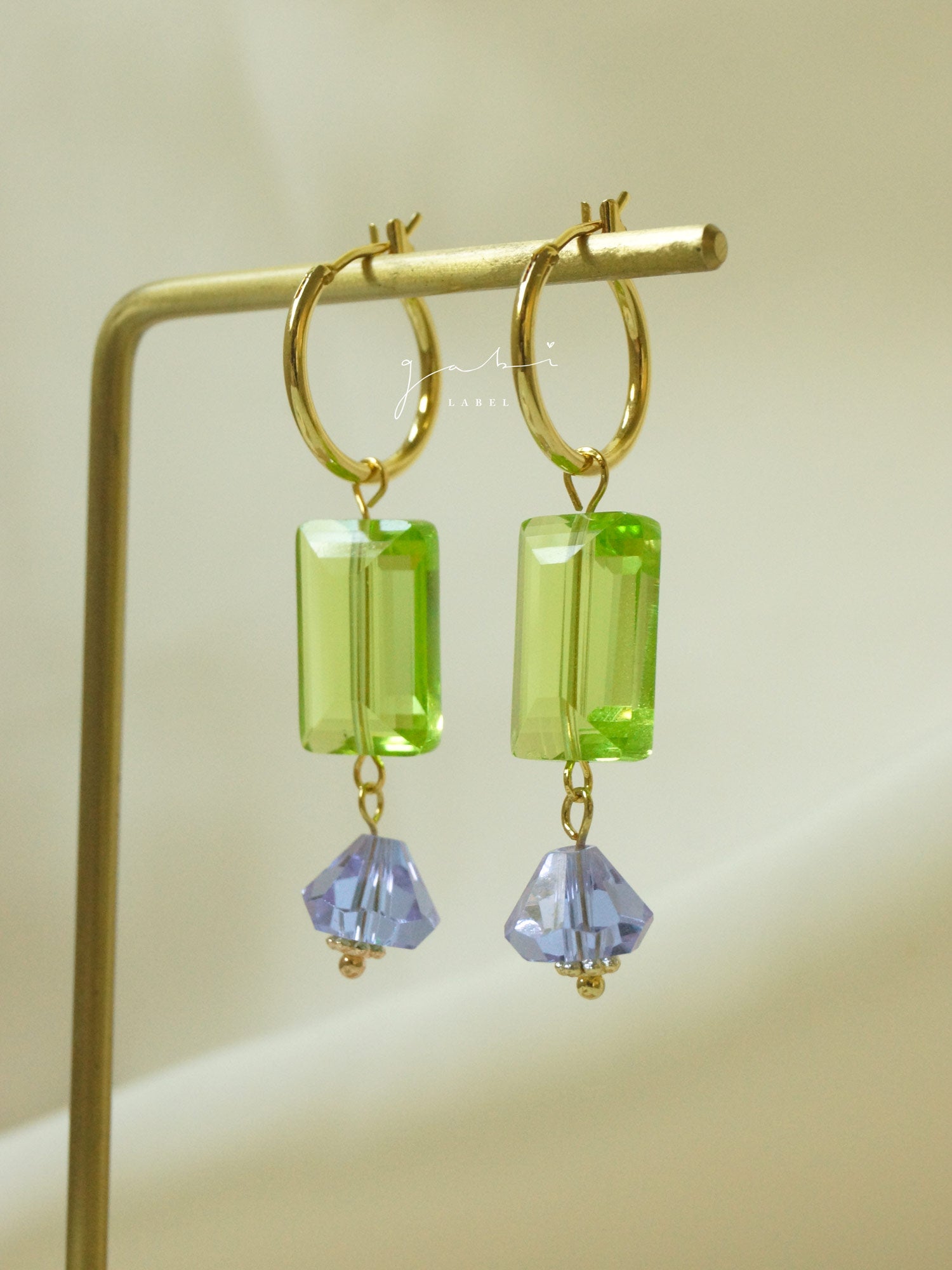 Boucles d'oreilles créoles en cristal de verre coloré