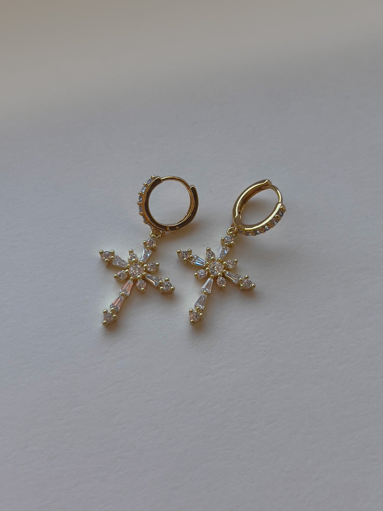 Belief Cross Pavé Huggie Hoops