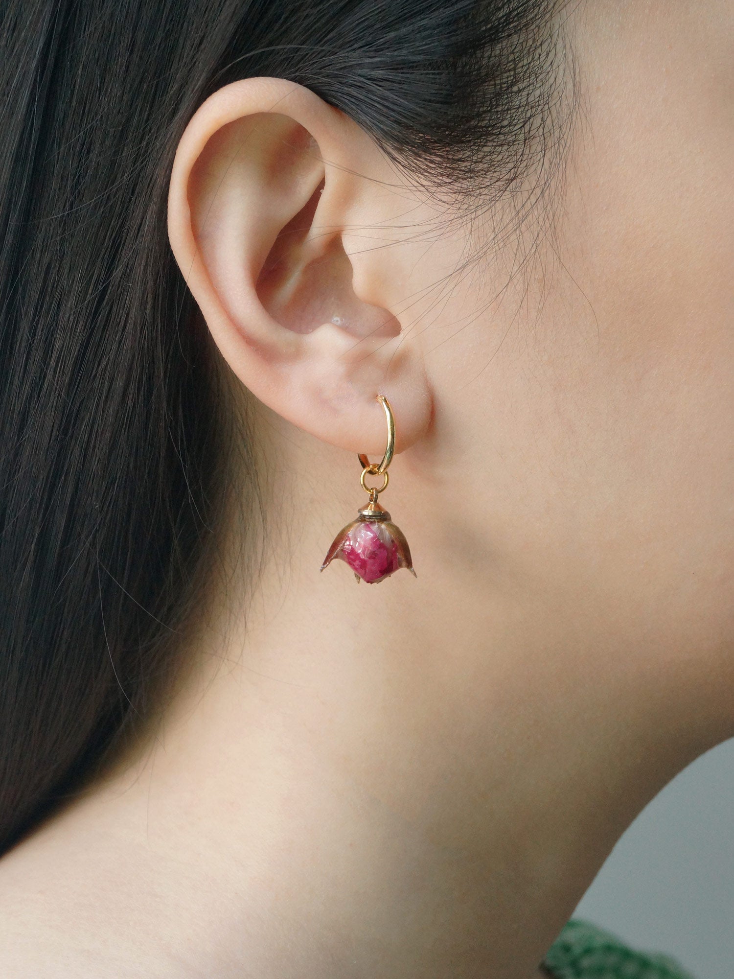 Rose & Glass Mismatched Hoops