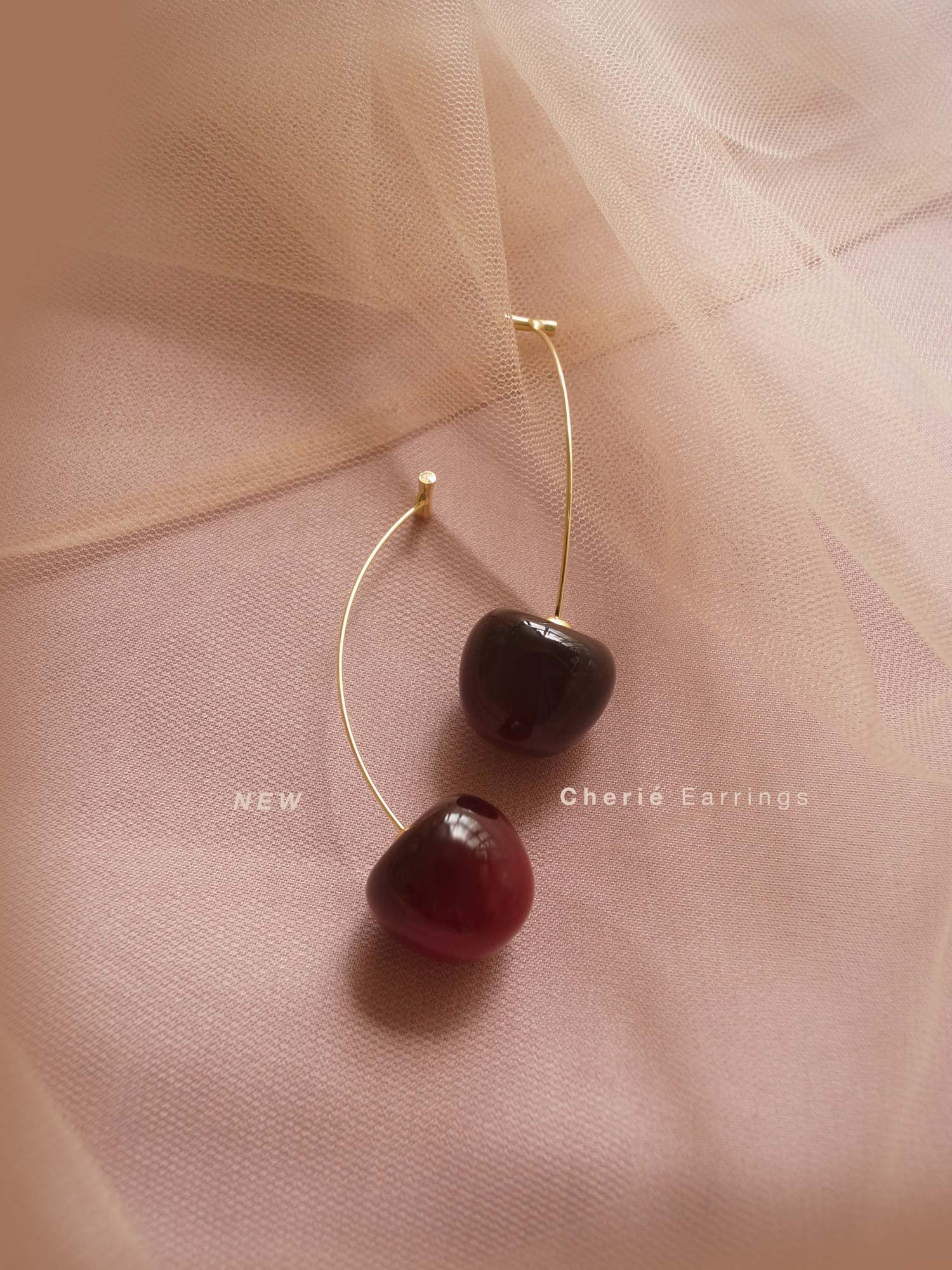 Cherié (Cherry) Earrings *Gold-plated stems