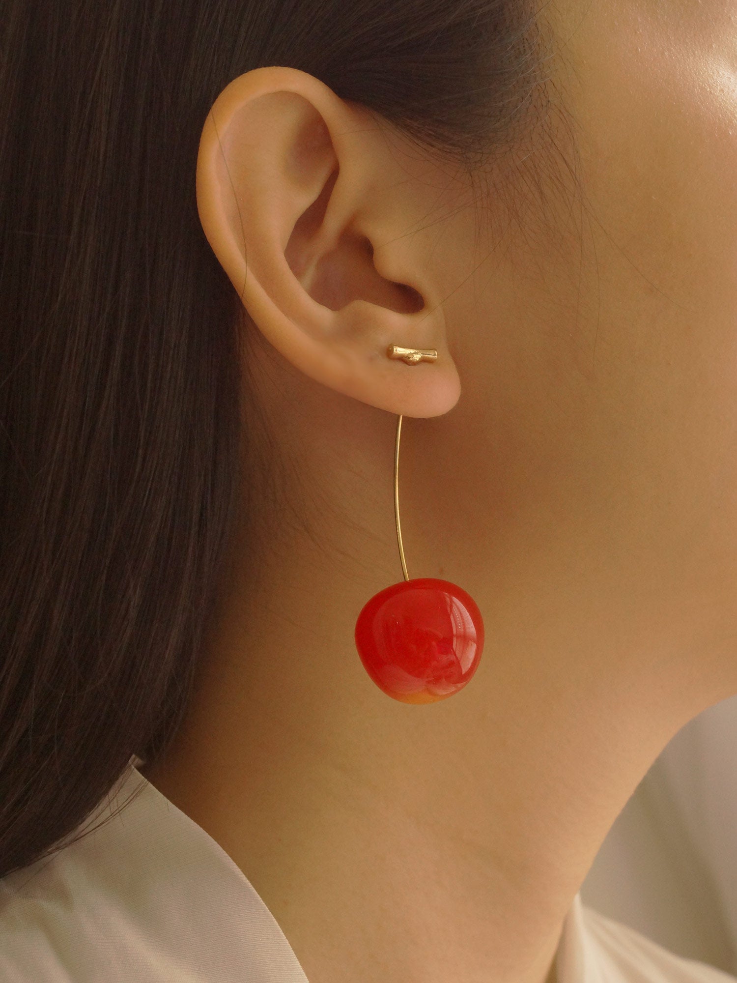Boucles d'oreilles Cher (Cerise) *Tiges plaquées or