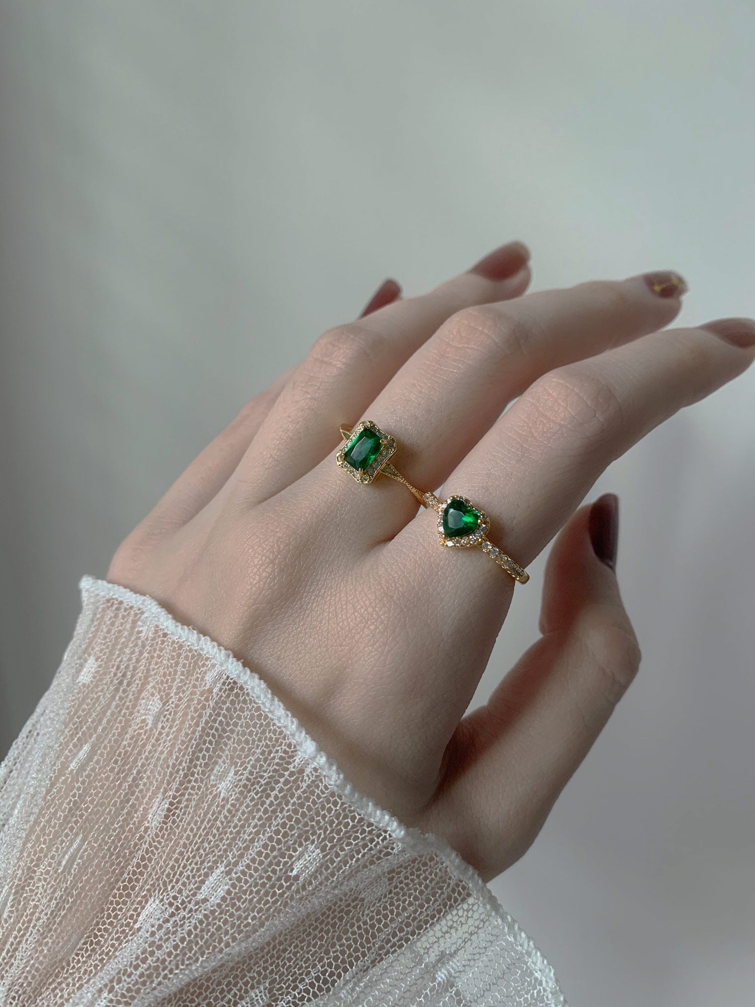 Emerald Heart Gemstone Ring