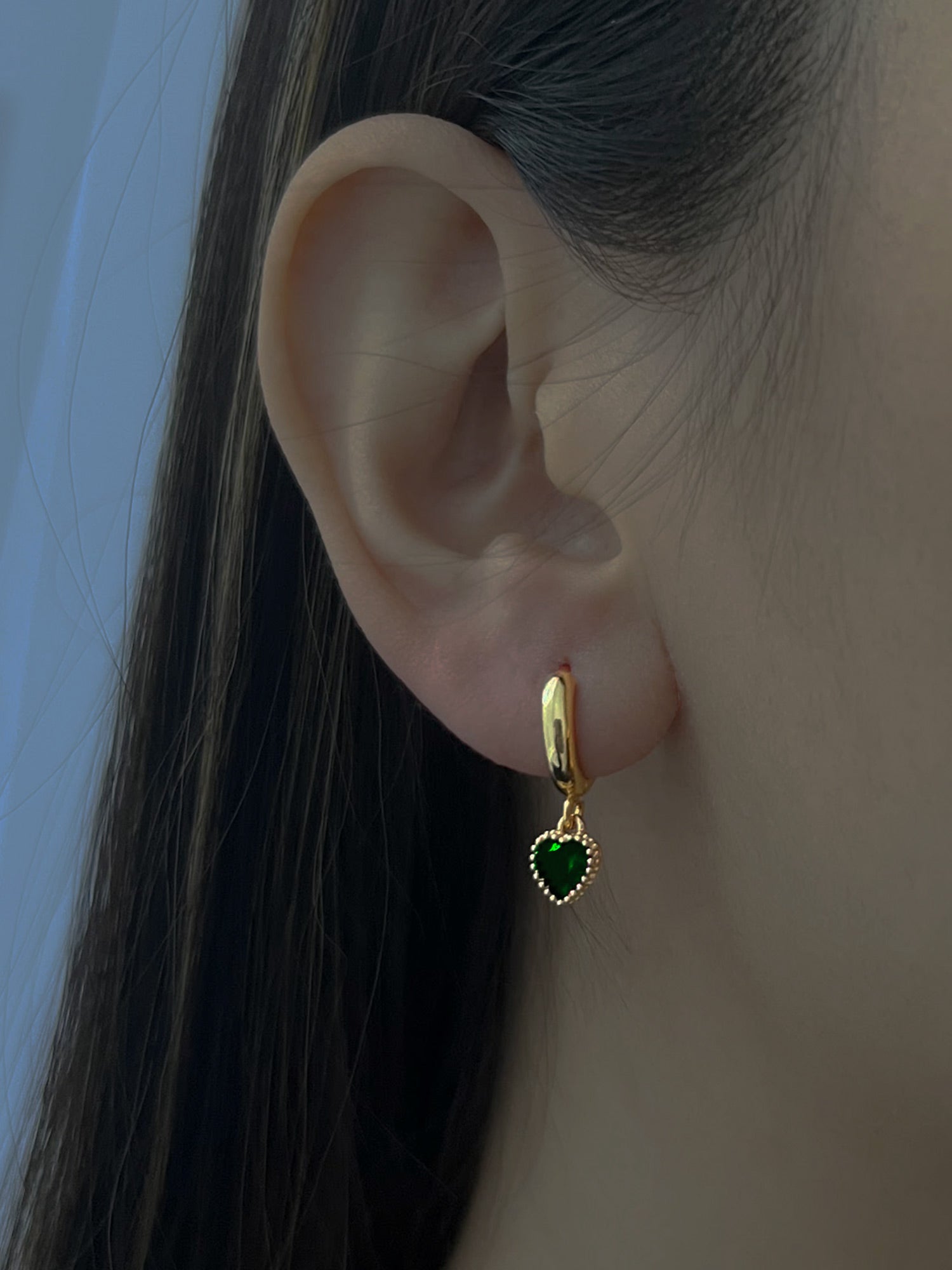 heart gem huggie green