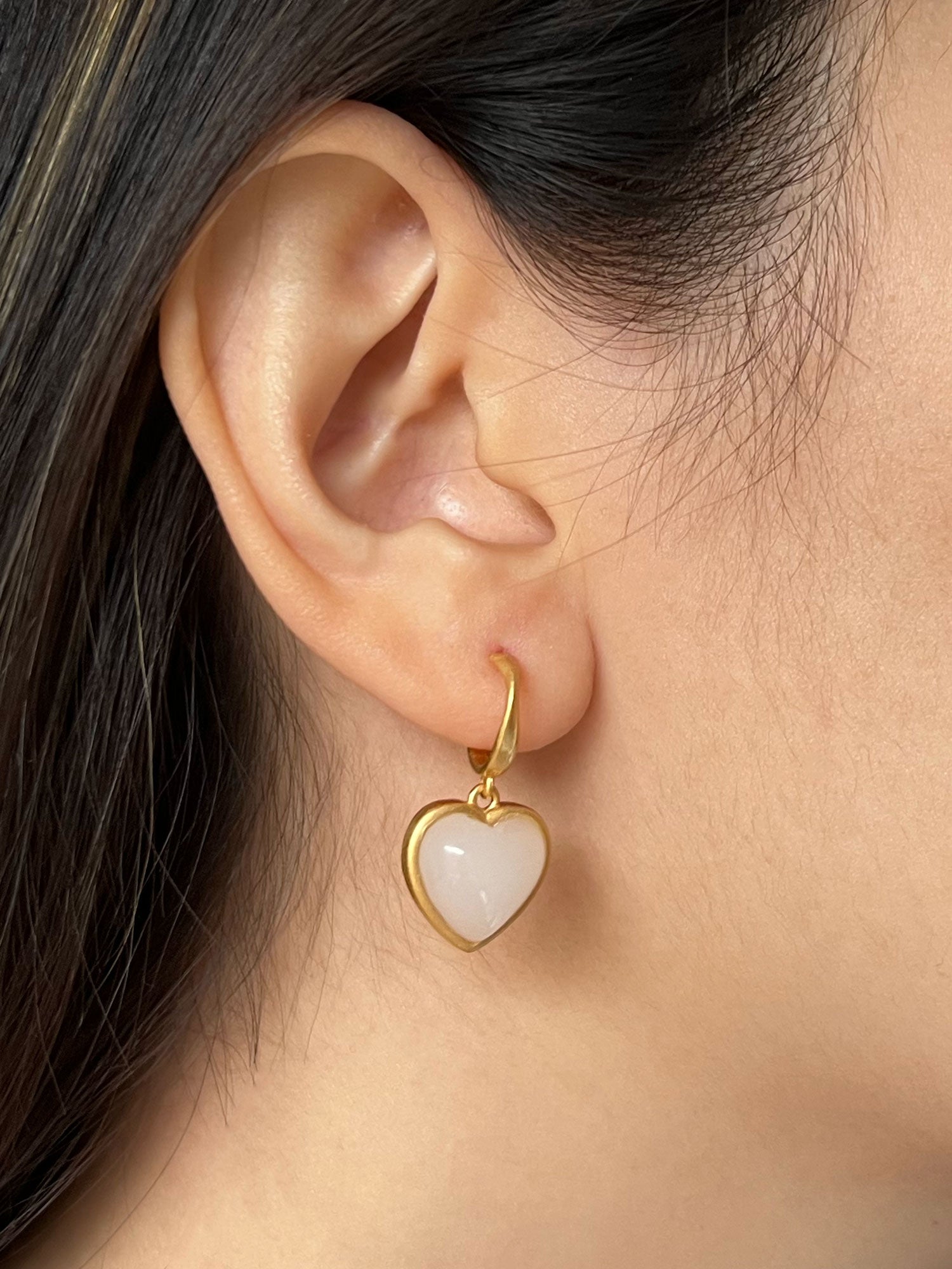 Perfect Heart Jade Hoop Earrings