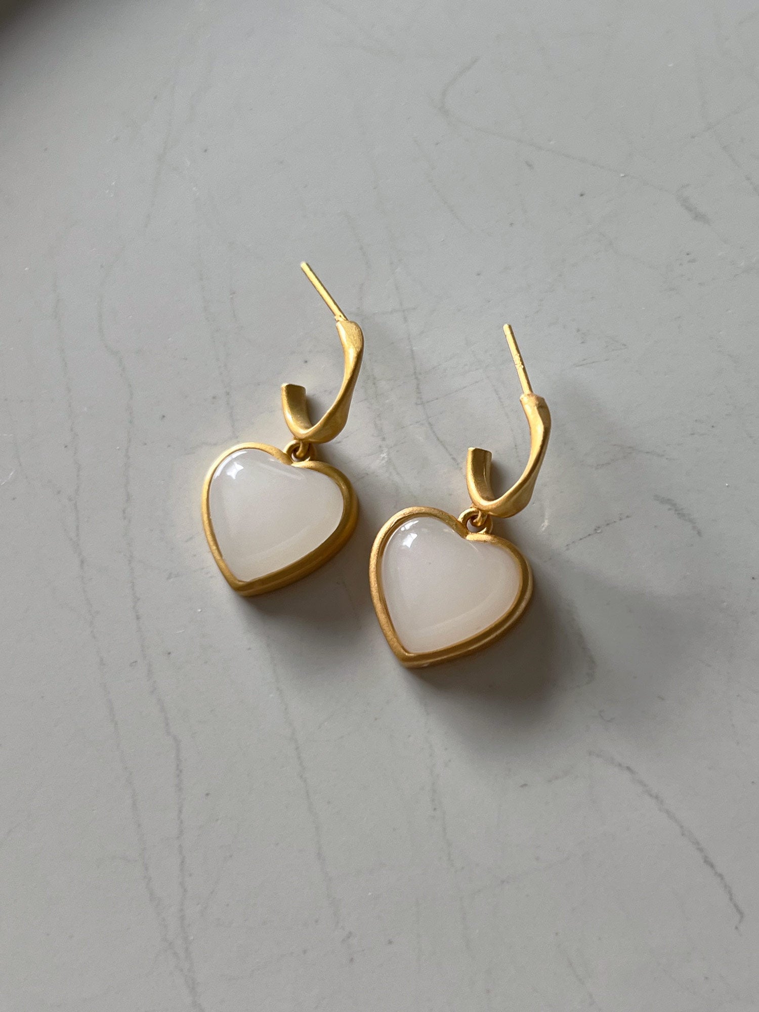 Perfect Heart Jade Hoop Earrings