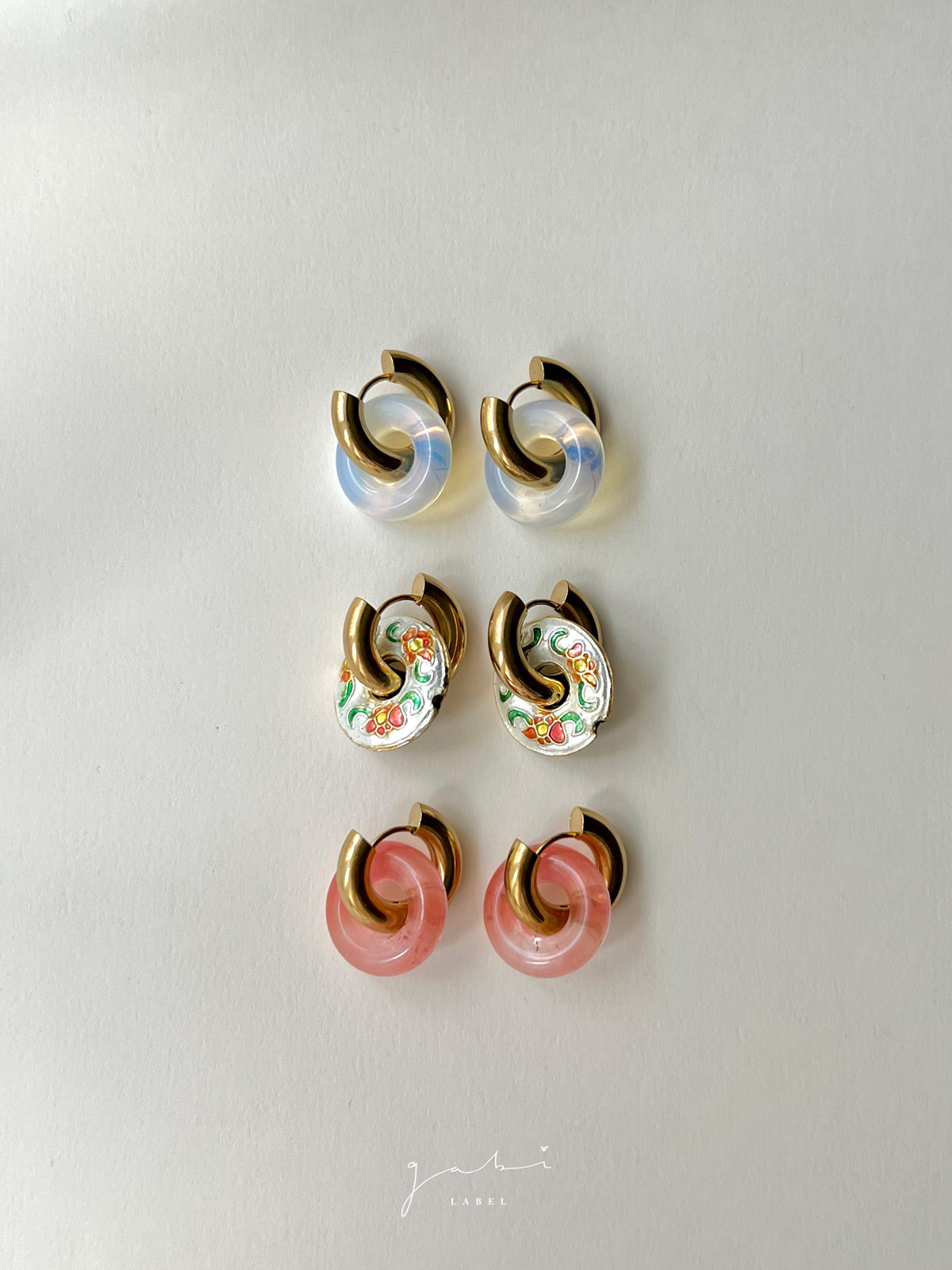 Donut Hoops - Cloisonne White