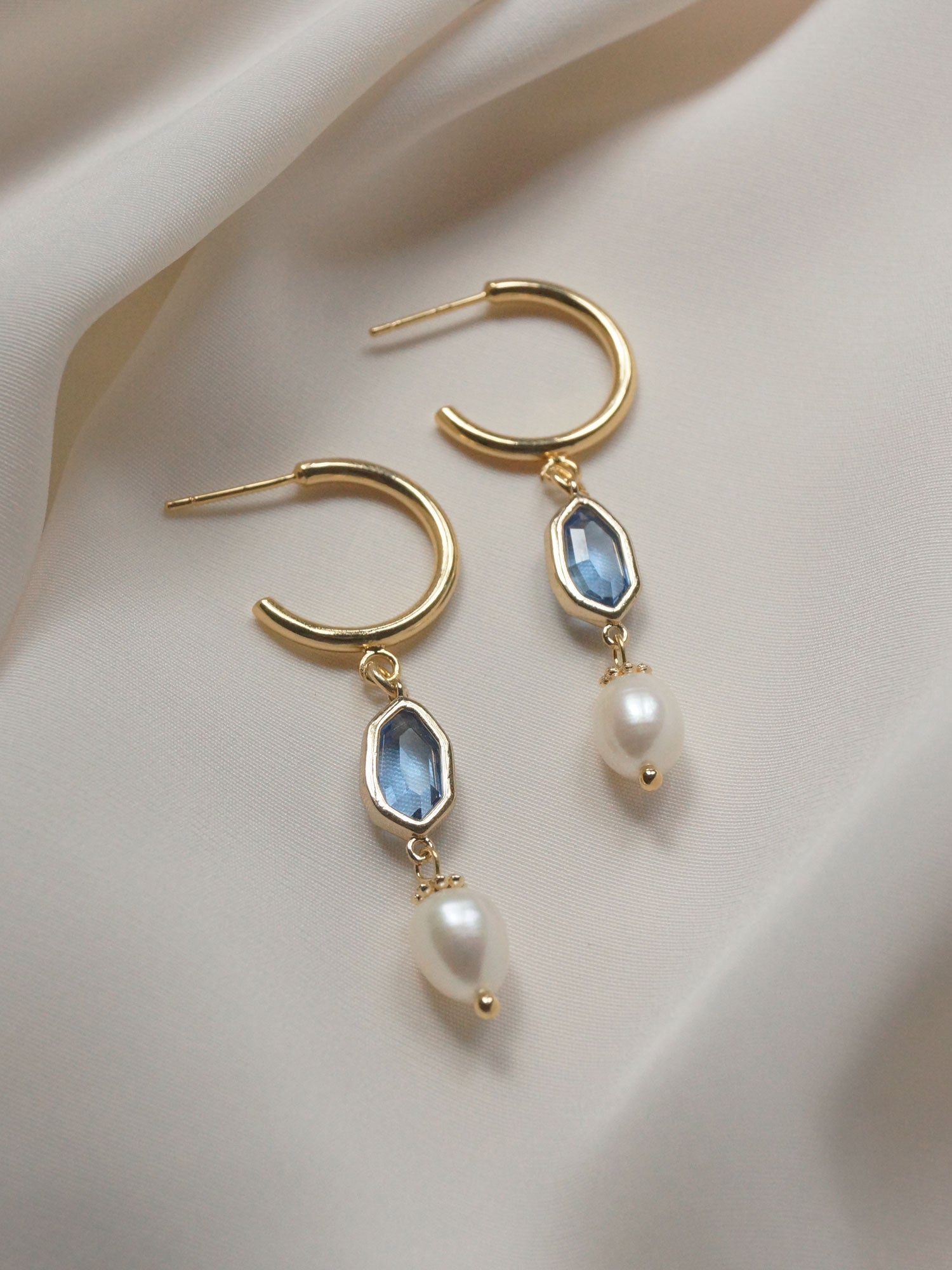 Boucles d'oreilles Hildur - Bleuet *Plaqué or 18 carats