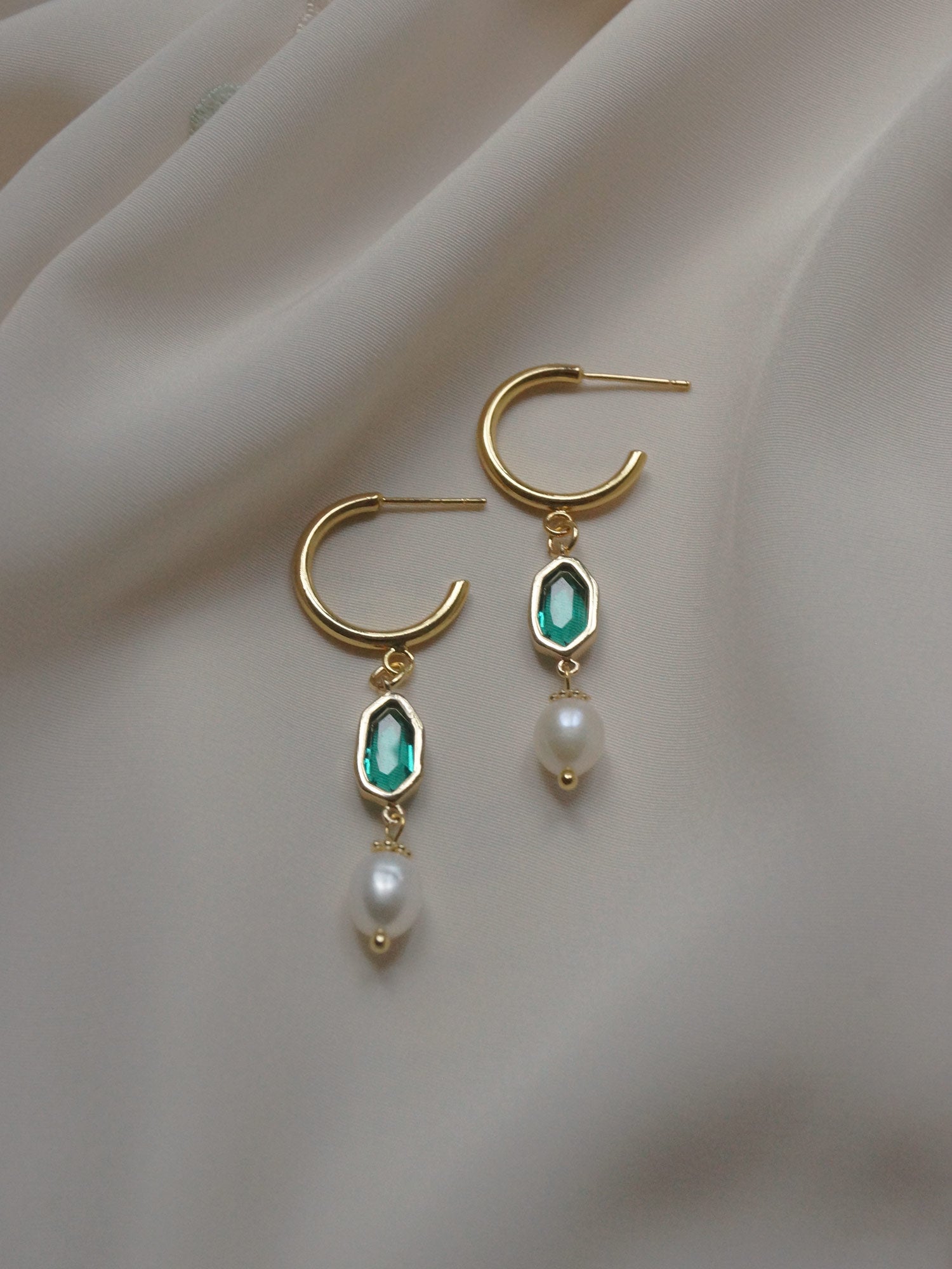 Boucles d'oreilles Hildur - Vert *Plaqué or 18 carats