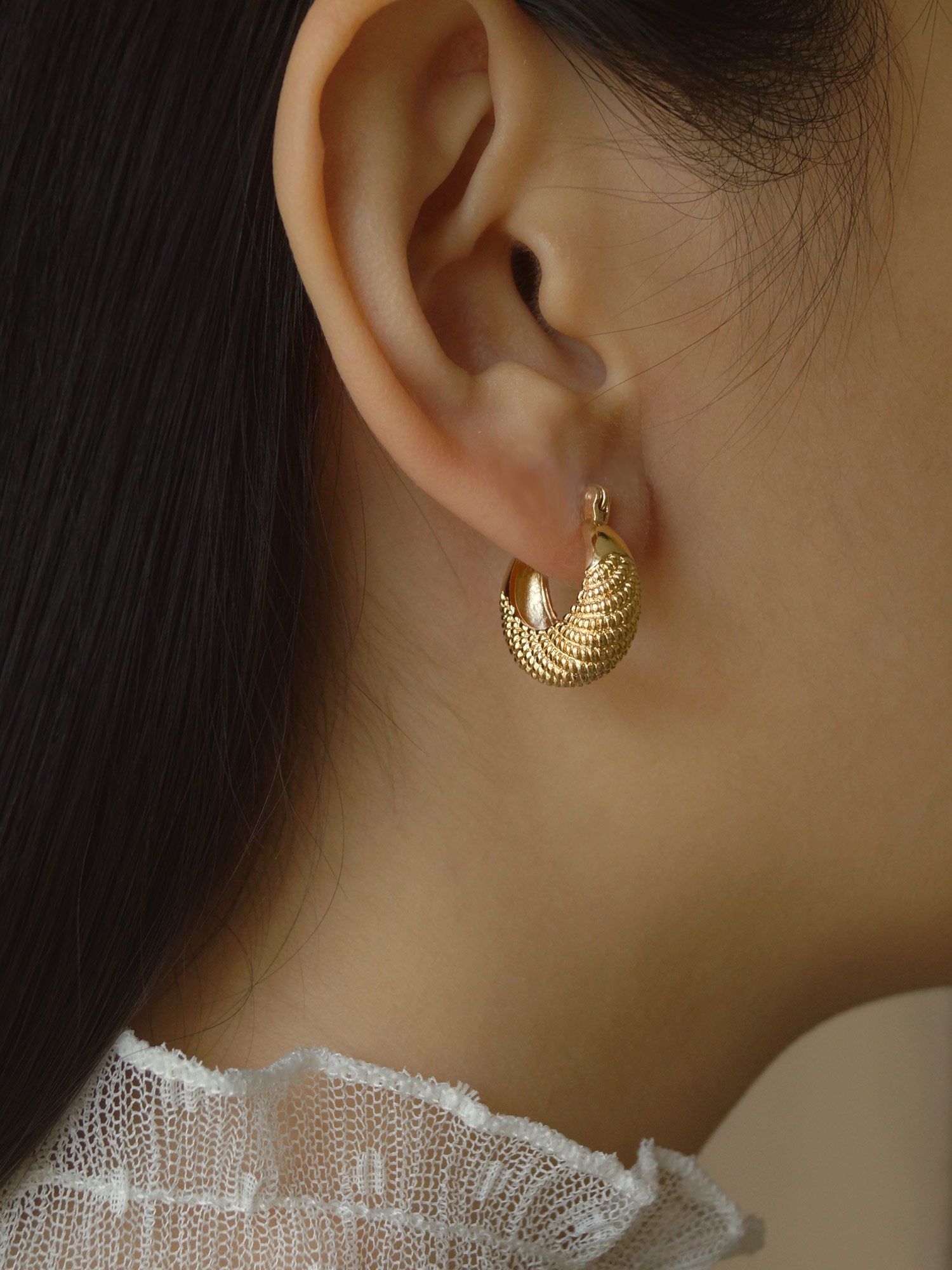 Petite Gold Patterned Hoops