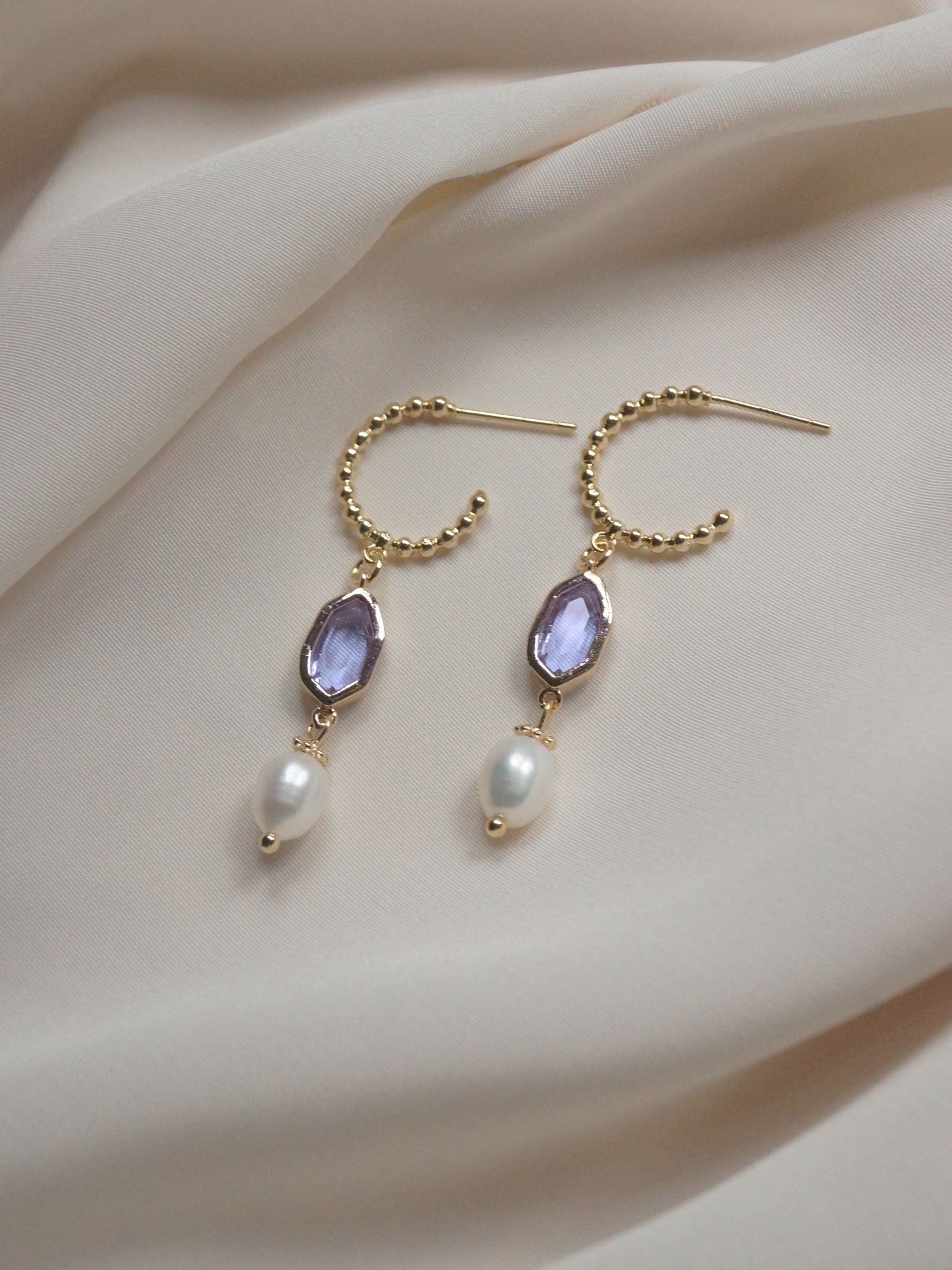 Boucles d'oreilles Ingrid - Lilas *Plaqué or 18 carats