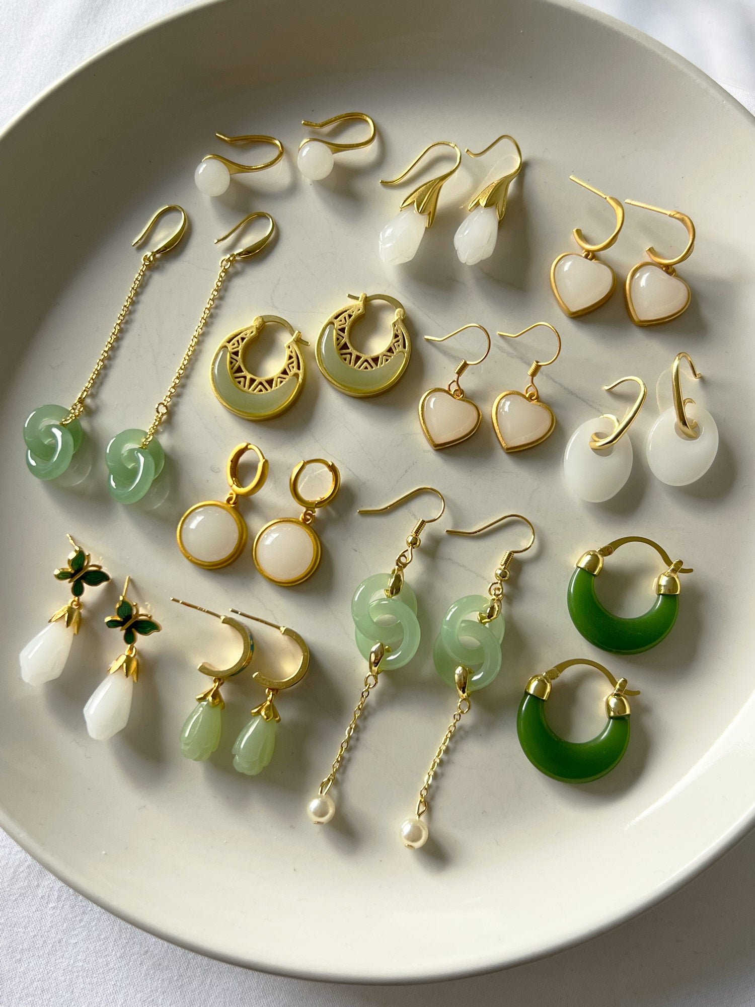 Oval Jade Pendant Earrings