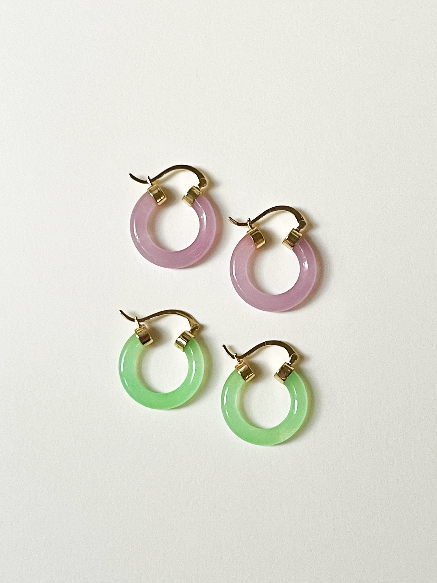 Purple Jade Hoops (Gold tone)