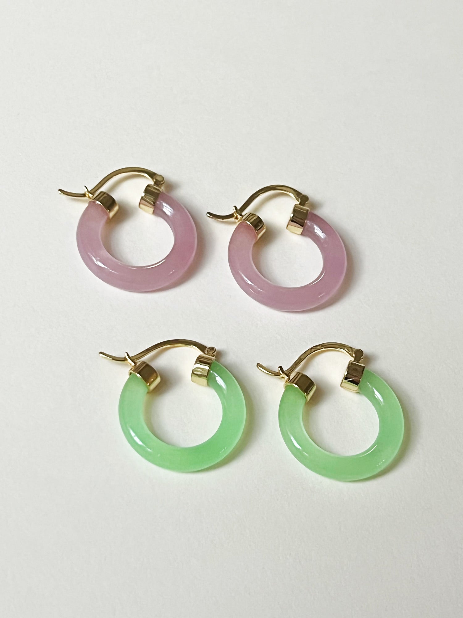 Purple Jade Hoops (Gold tone)