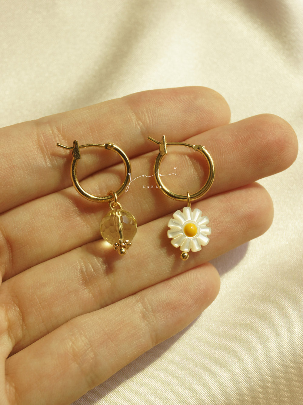 Mismatched Petite Daisy Hoops