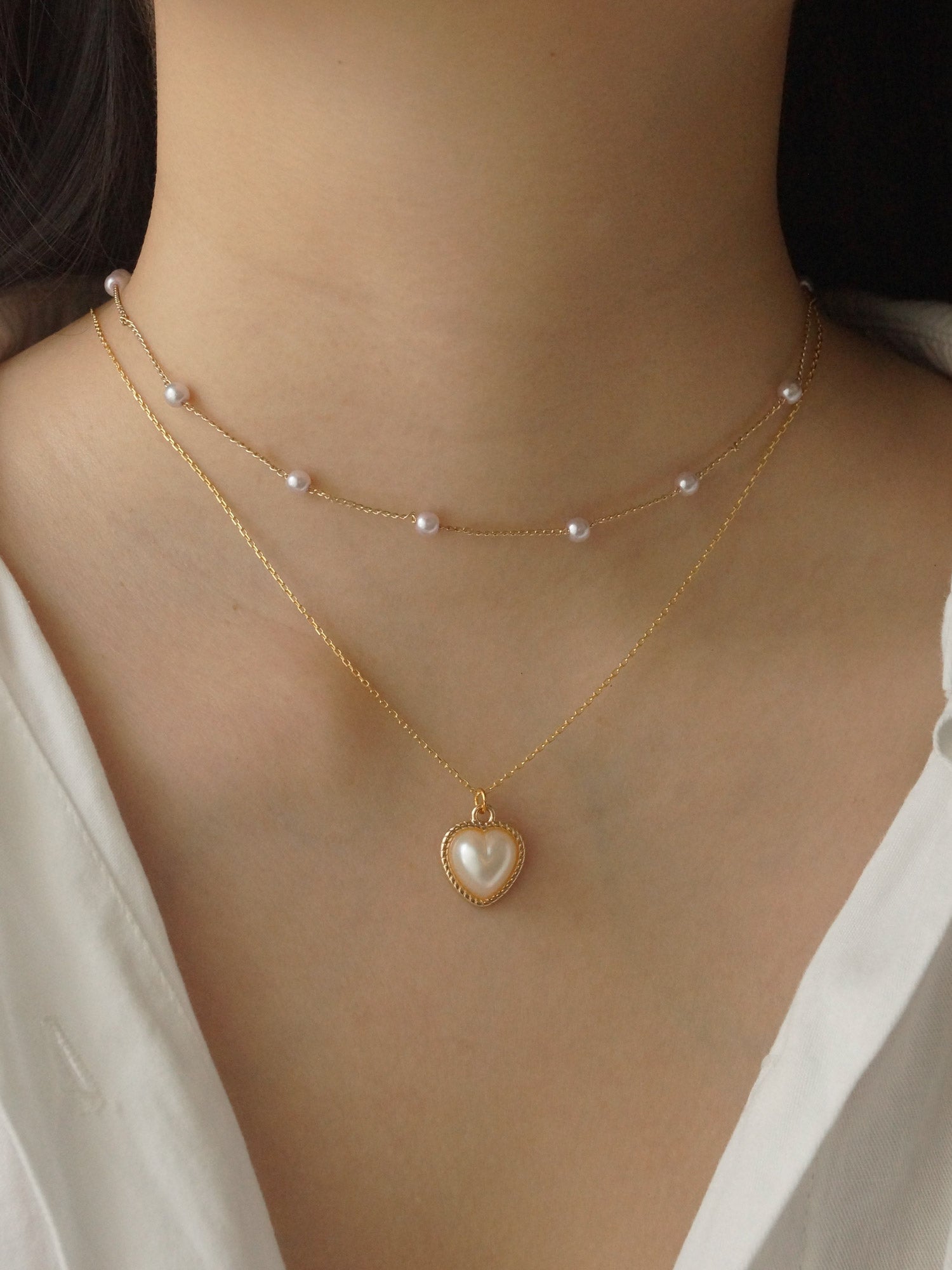 LILITH Heart Pearl Necklace *18K Gold-plated