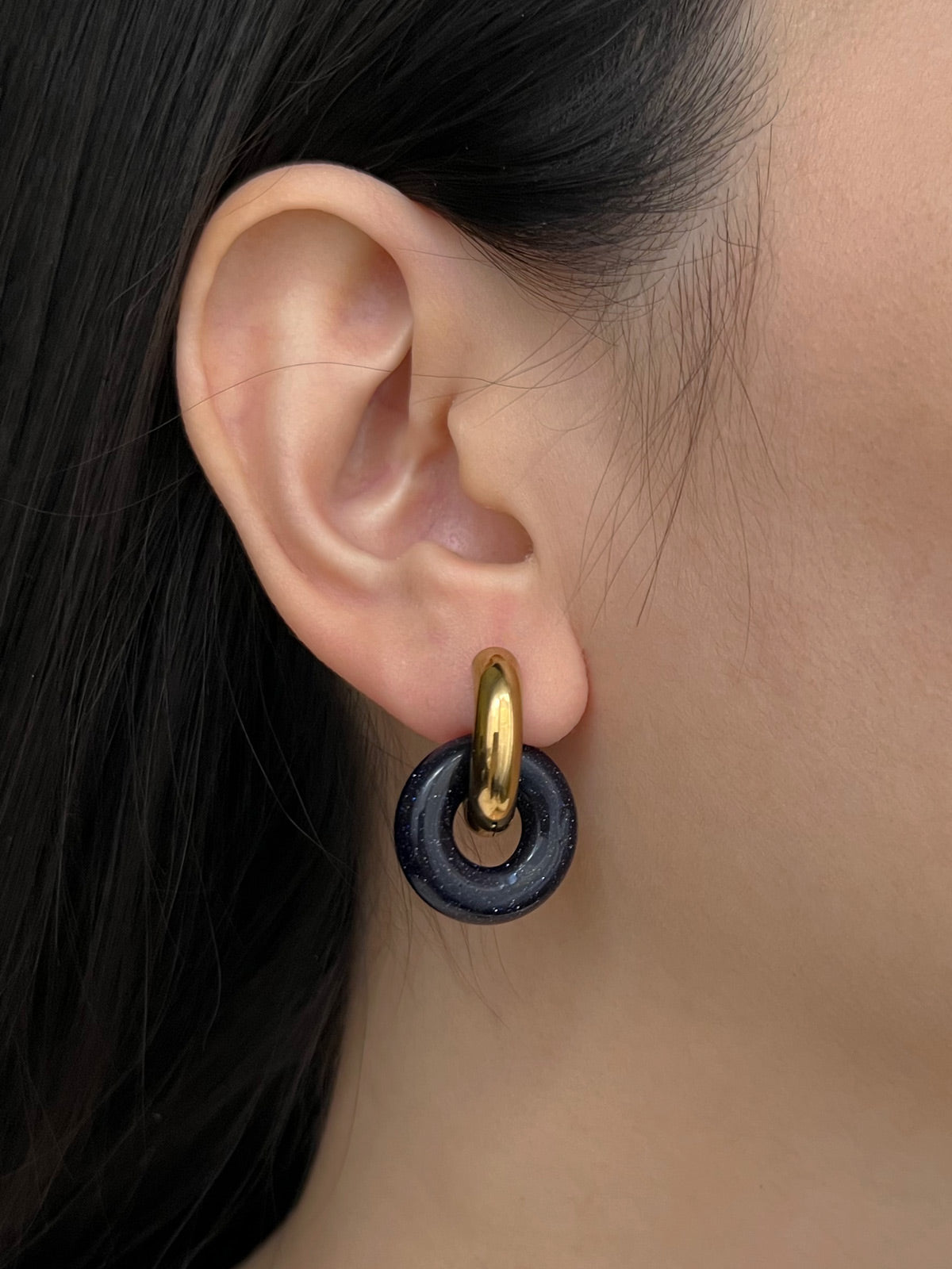 Donut Hoops, Silver - Midnight Blue Galaxy