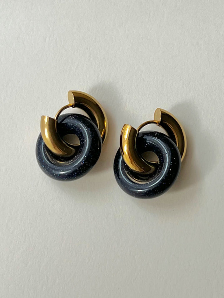 Donut Hoops, Silver - Midnight Blue Galaxy