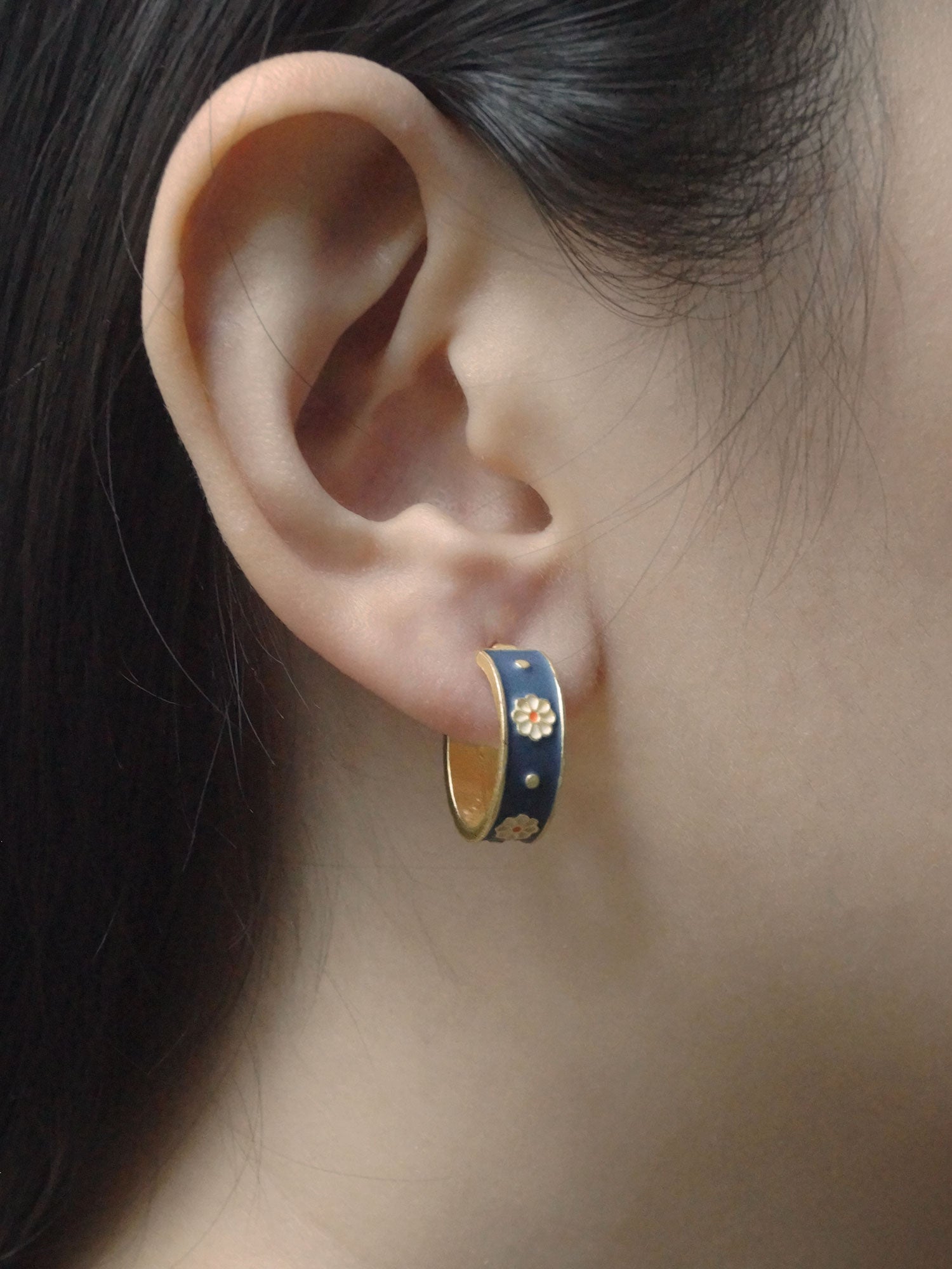 Flower Motif Matte Hoops