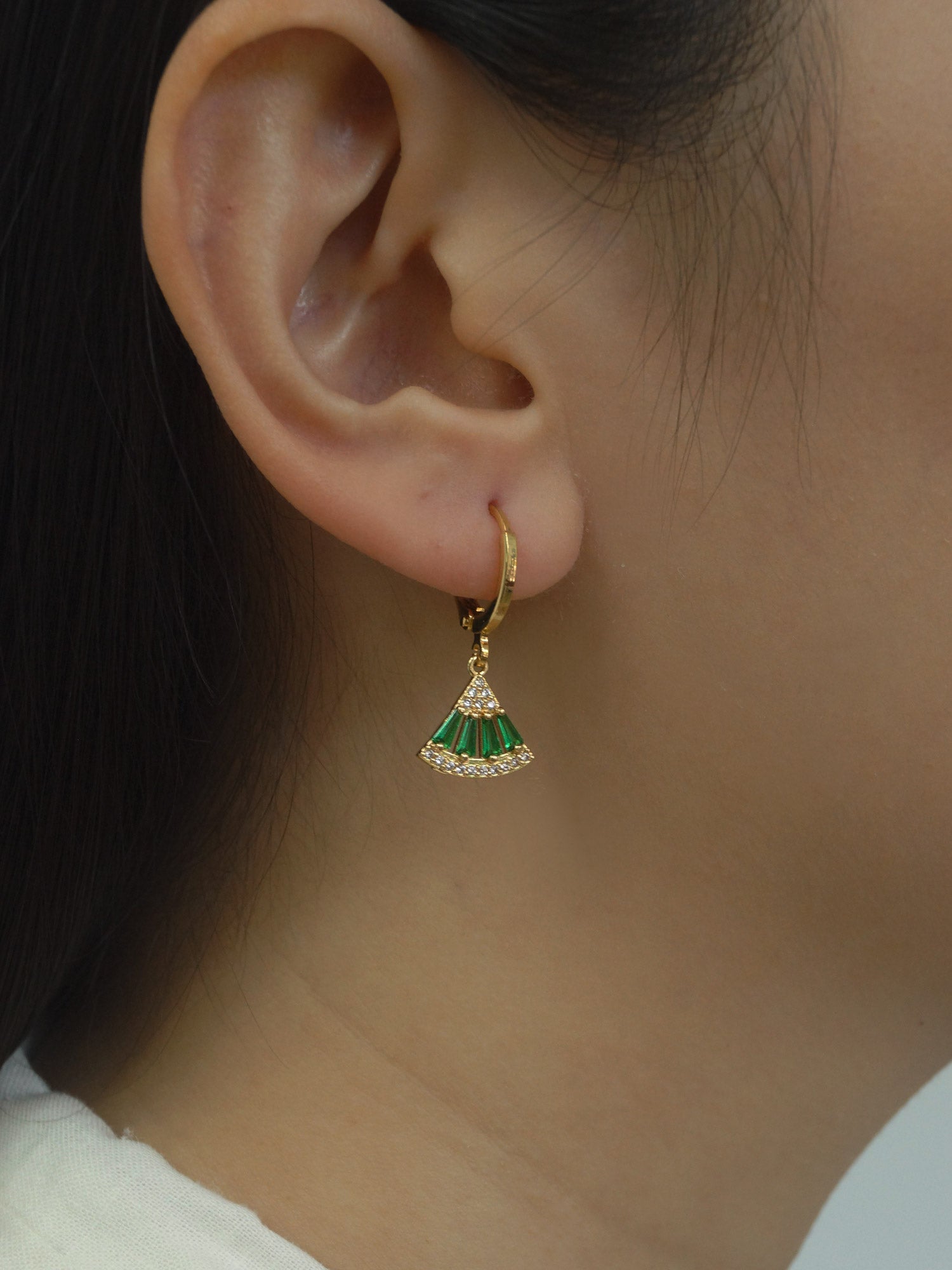 Boucles d'oreilles Origami - Vert *Plaqué or 18 carats
