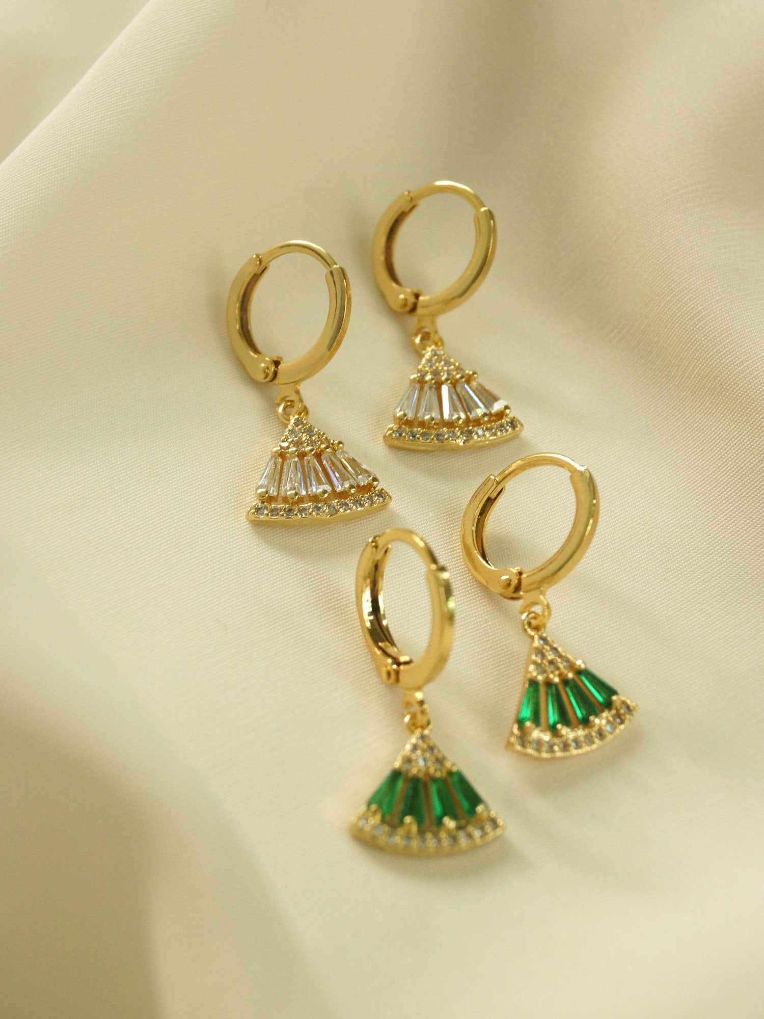 Boucles d'oreilles Origami - Vert *Plaqué or 18 carats