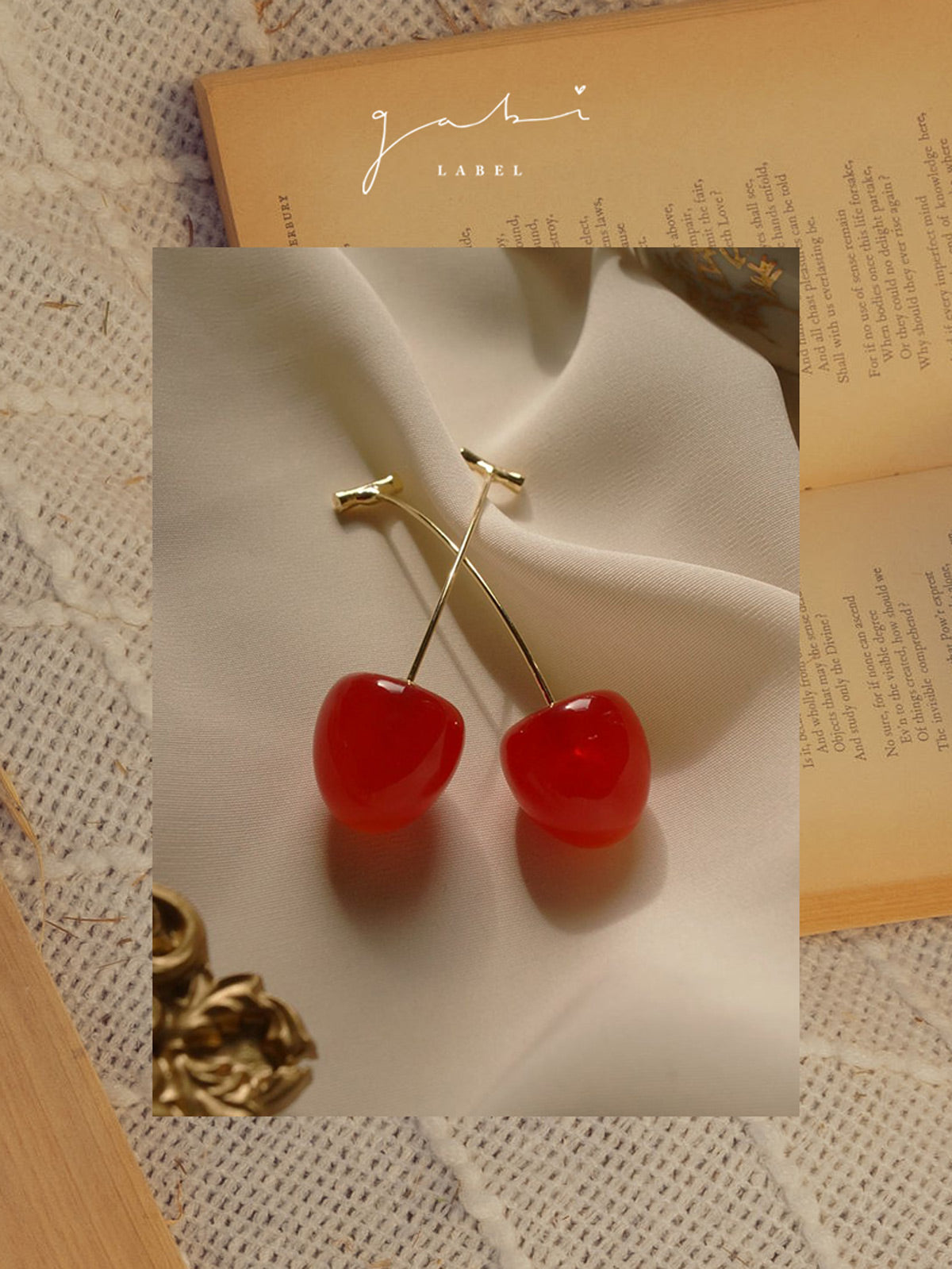 thumbnail image 2 of Cherry Stud Earrings For Women Personalized 18K Gold Plated Red Cherry Elegant Shining Green Emerald Leaf Cz Crystal Ruby Cherries Post Earring Cherry Je 2 of 11