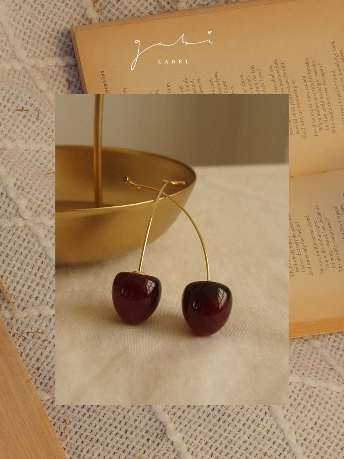 Boucles d'oreilles Petit Cherié (Cerise) *Tiges plaquées or