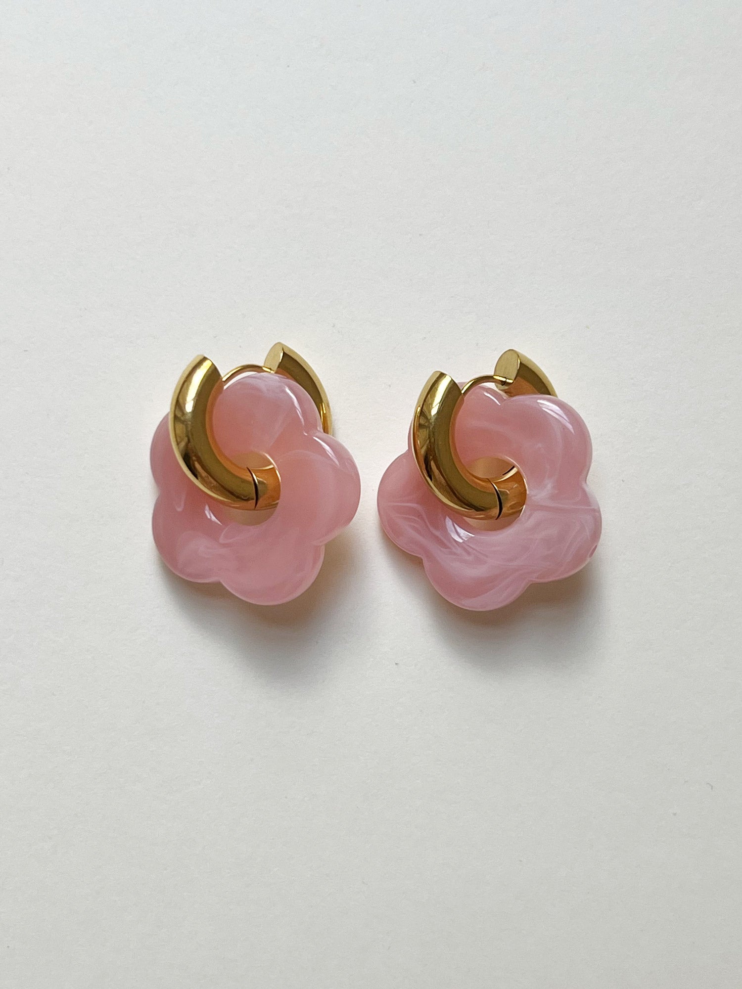 pink flower hoops