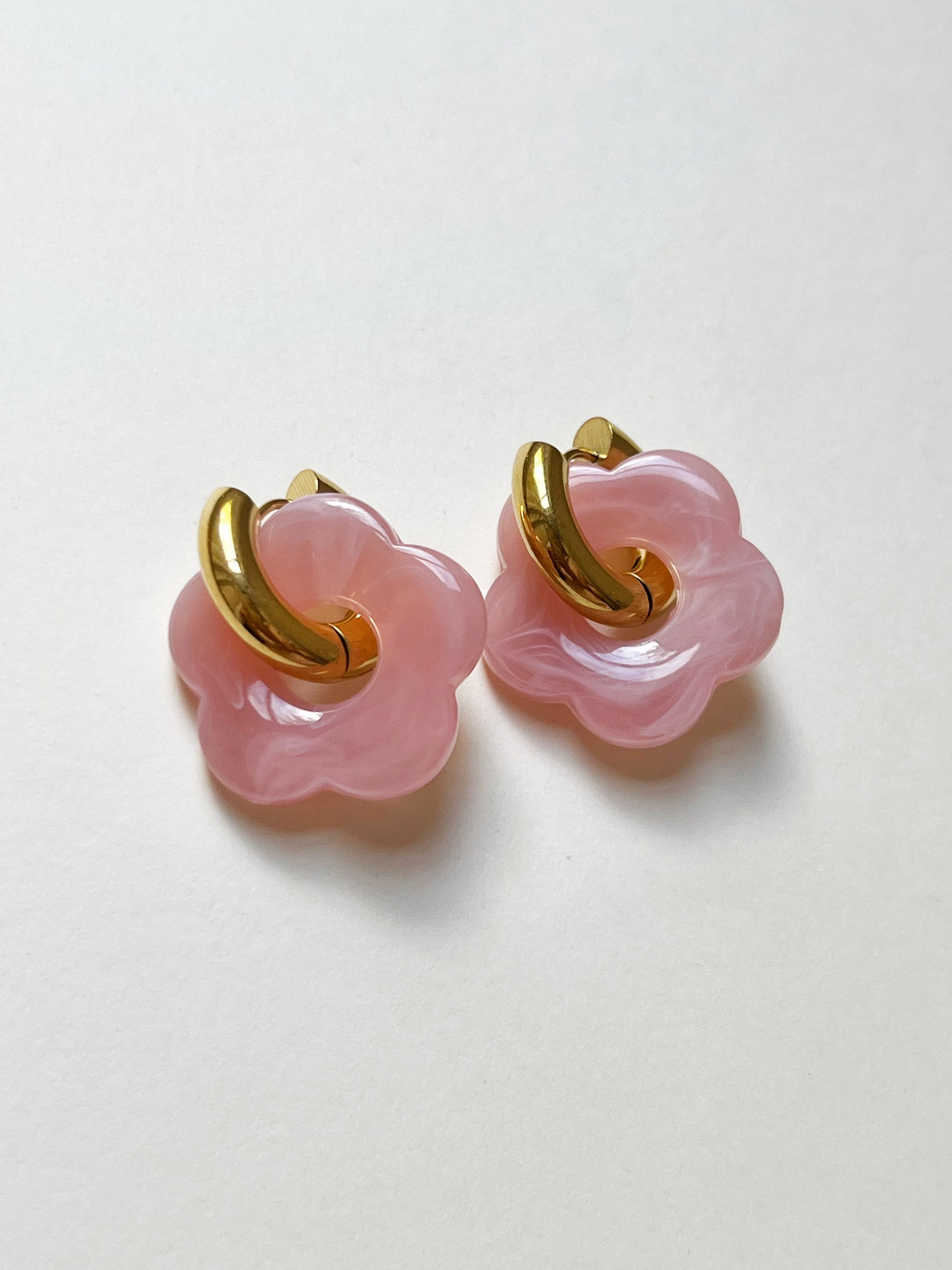 Créoles Donut avec Breloque Fleur - Rose
