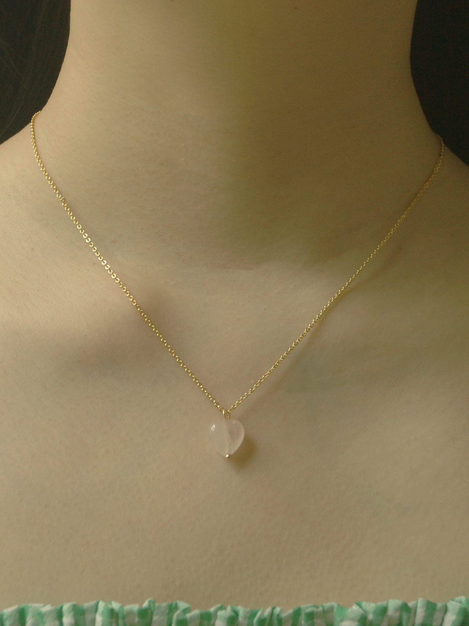 Petit collier coeur en quartz rose