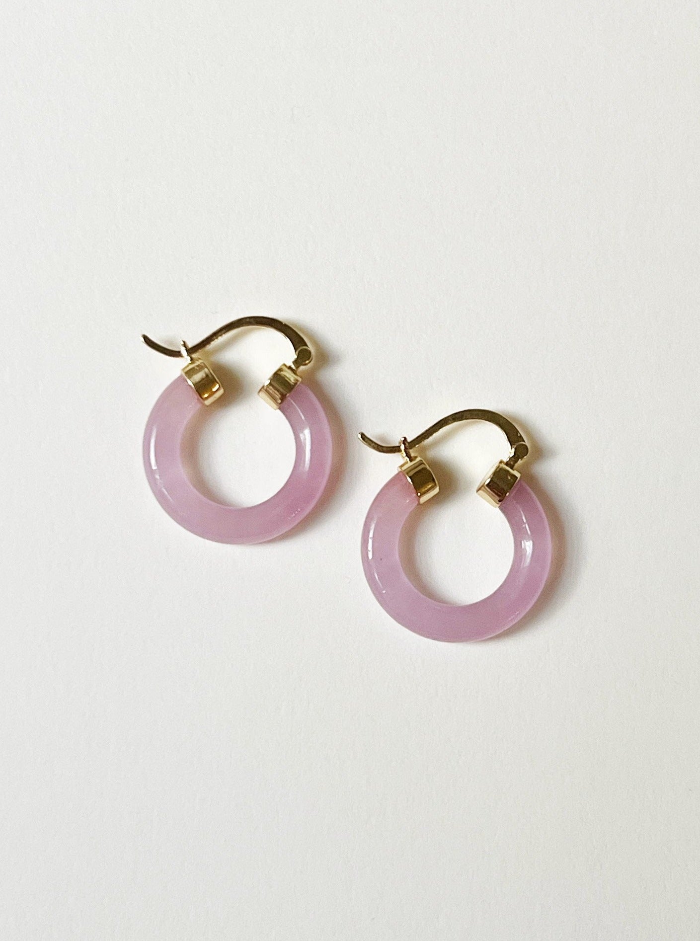 Purple Jade Hoops (Gold tone)