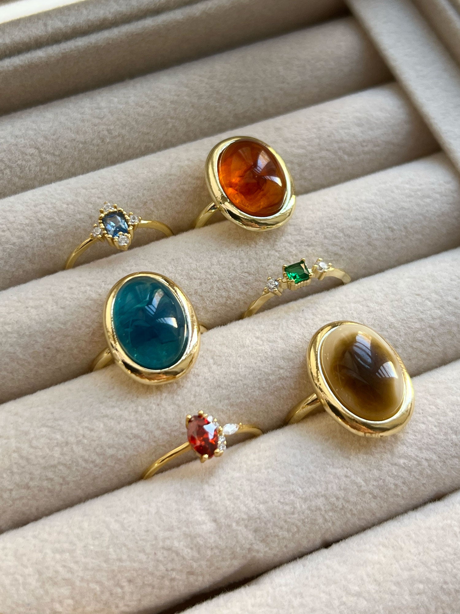 Bague Bleue Multi-Pierres Précieuses