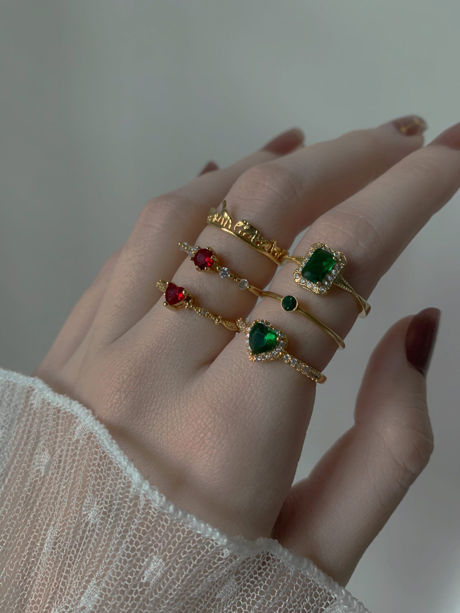 Emerald Heart Gemstone Ring