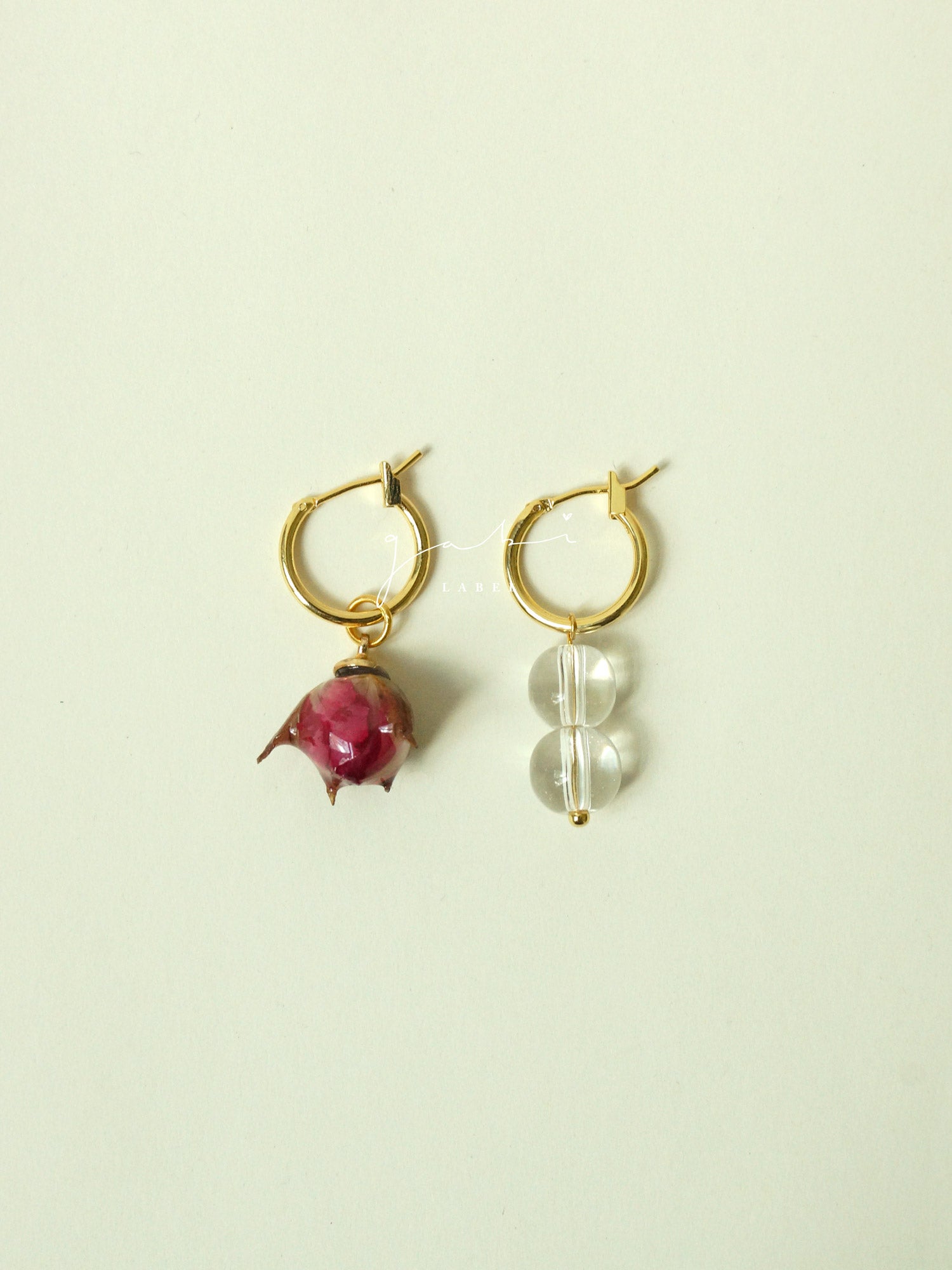 Rose & Glass Mismatched Hoops