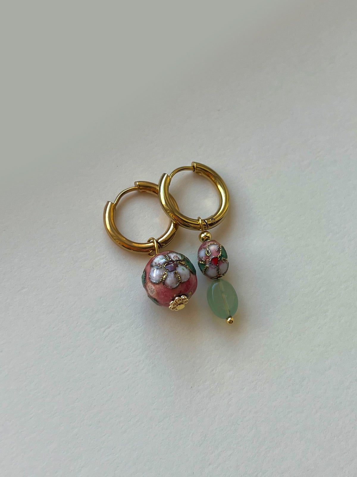 Rosie & Jade Cloisonne Mismatched Hoops