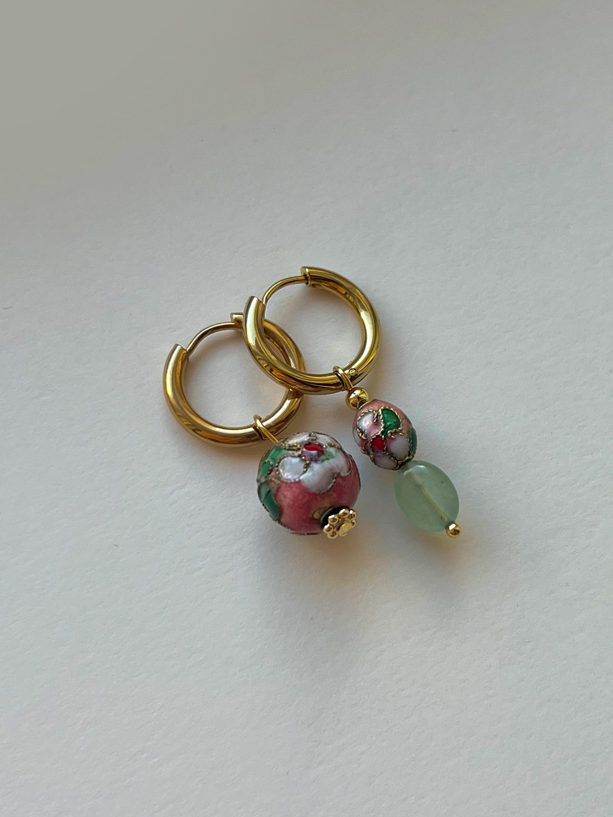 Rosie & Jade Cloisonne Mismatched Hoops