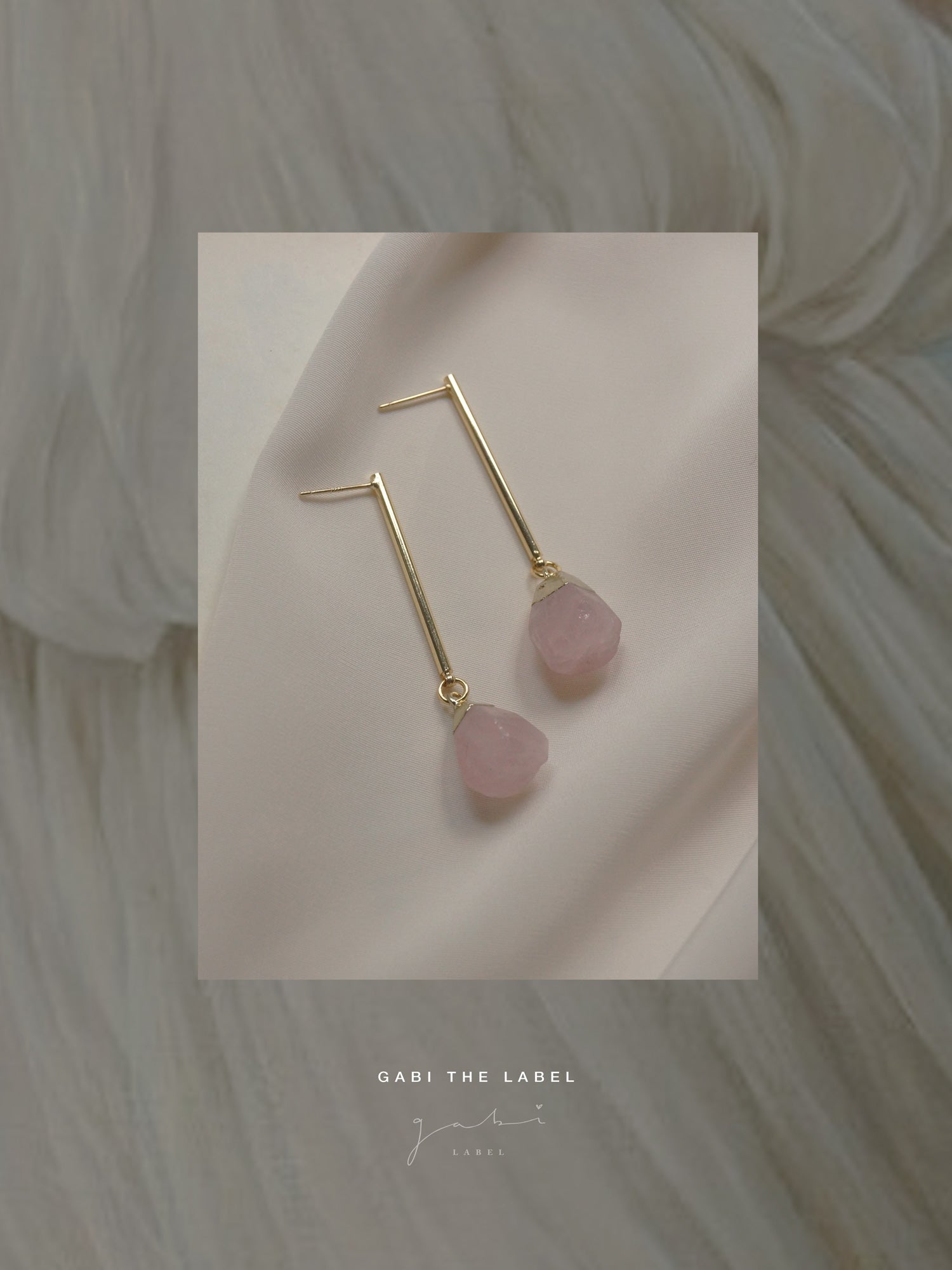 Boucles d'oreilles en pierre - Rose Blush *Plaqué or 18 carats
