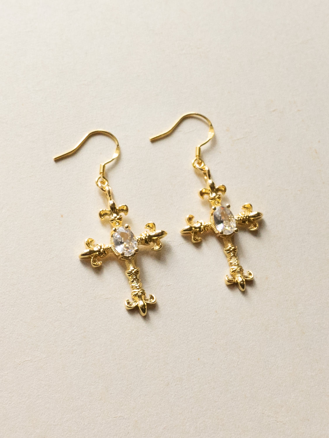 Baroque Fleur De Lis Cross Earrings2