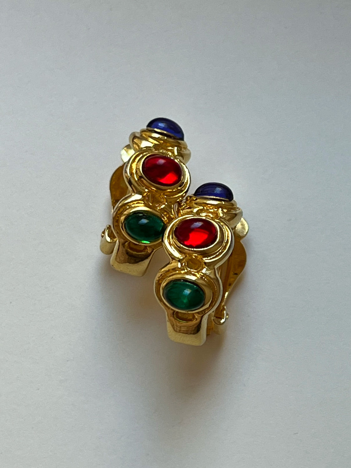 Baroque Infinity Stones Hoop Clip Ons  Vintage 3