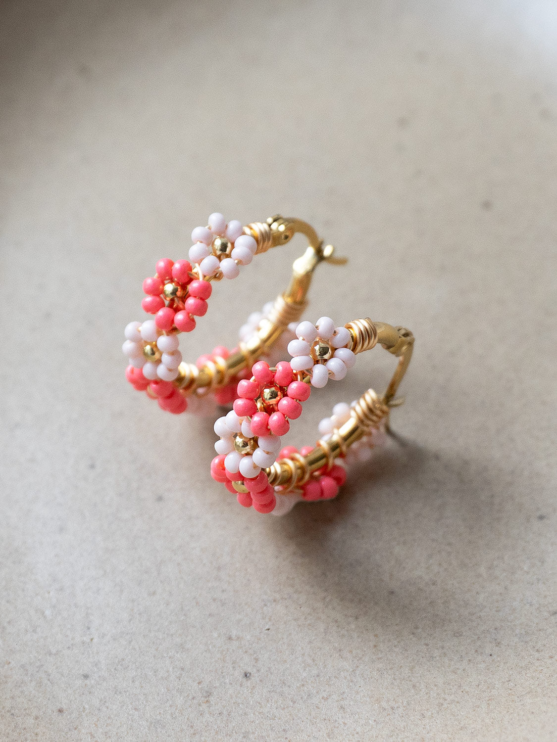 Beaded Flower Hoops   Multi Pink6 a050398b d90f 43c1 b647 43719de167cc