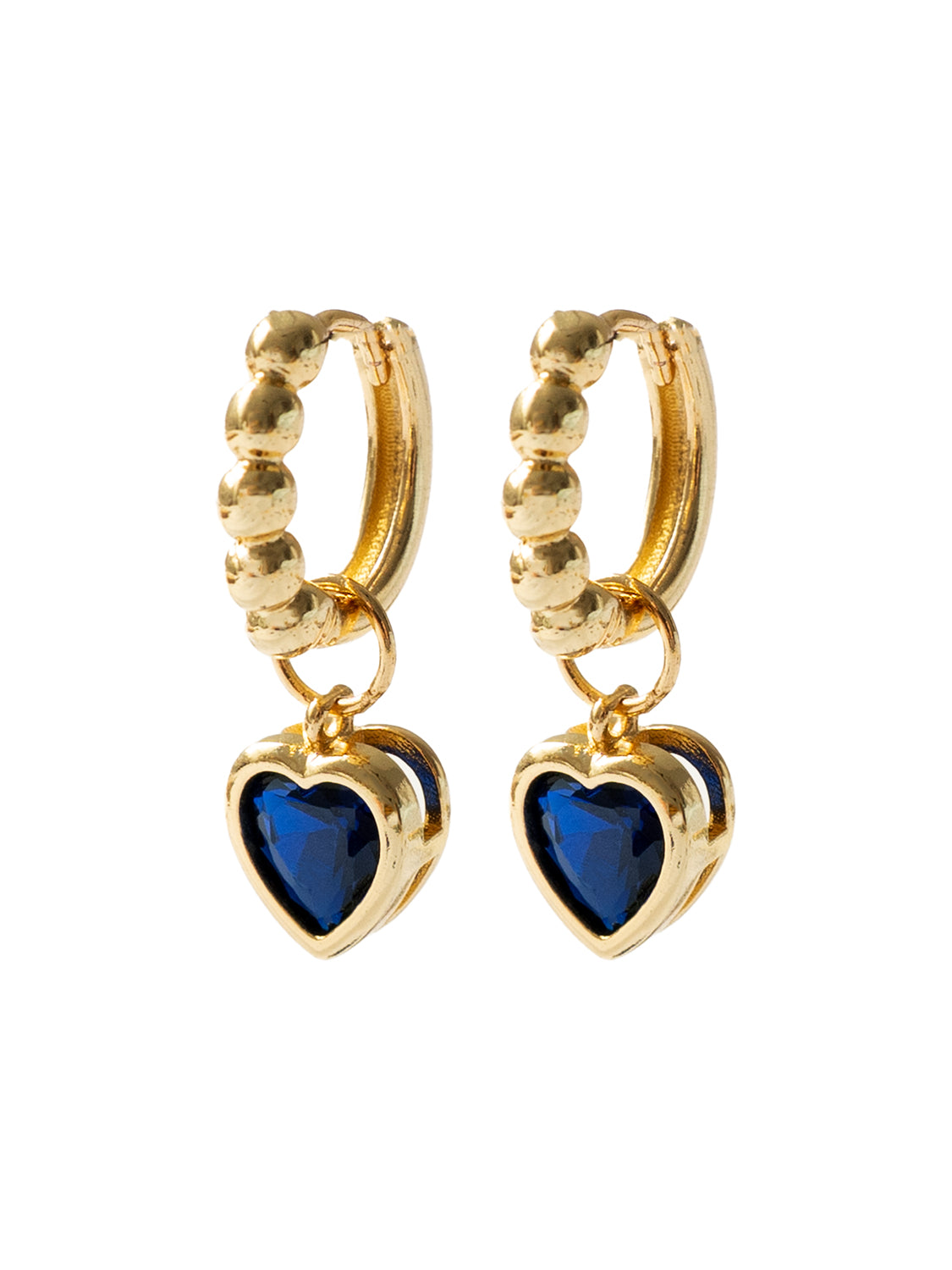 Boba Huggies with Heart Gemstone, S925 - Royal Blue, Gold