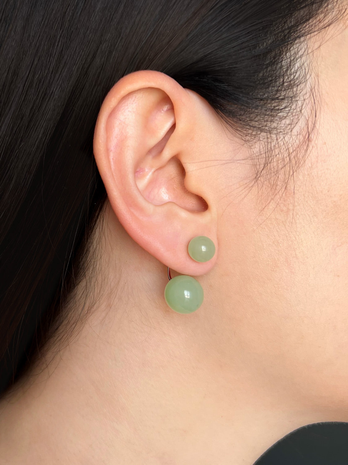 Bubble Jade Earrings, S925 - Silver