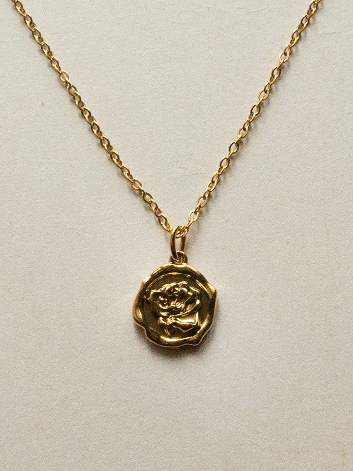 Carved Rose Pendant Huggies - Gold